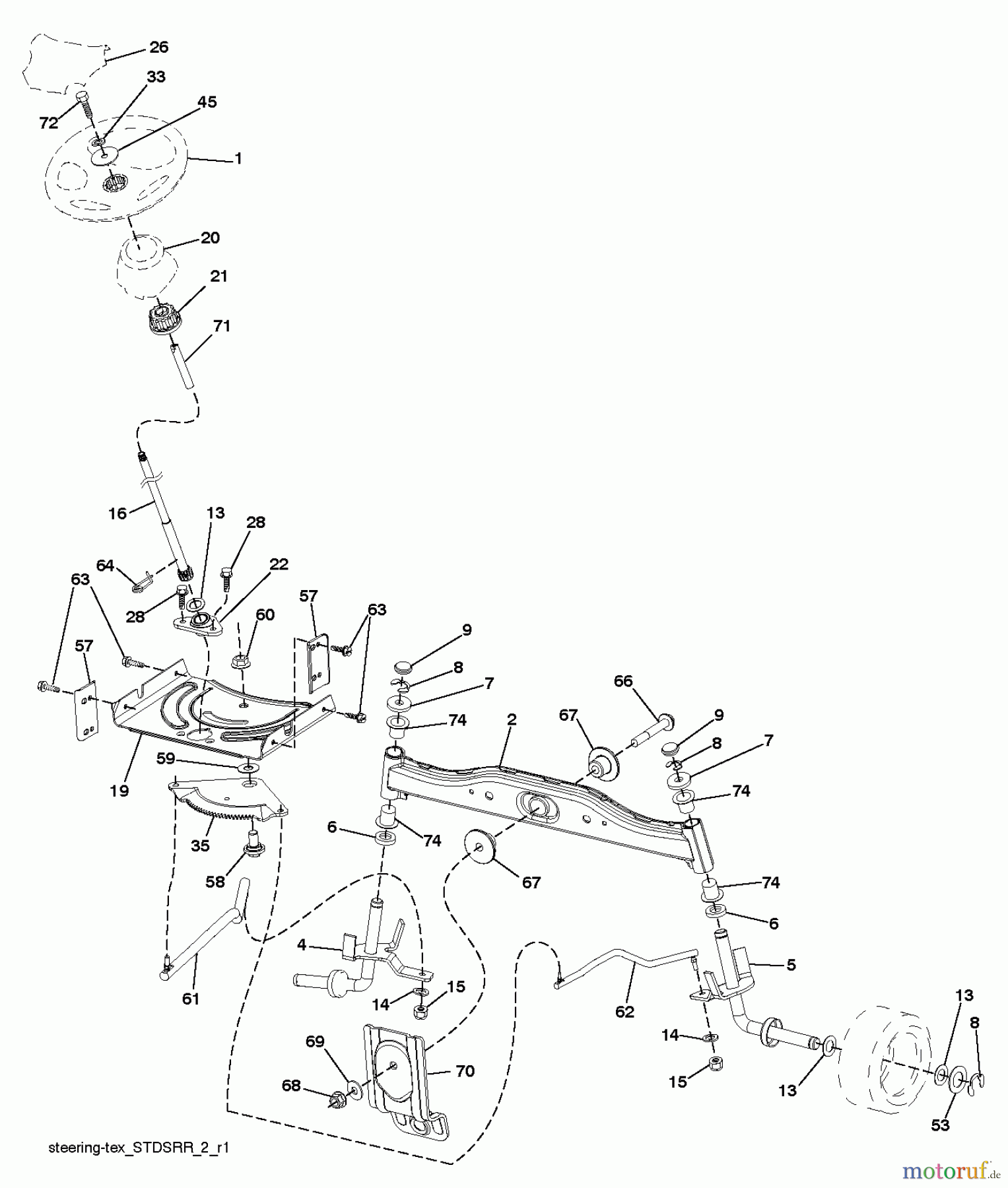 Jonsered Rasen  und Garten Traktoren LT2217 A (96041011303) - Jonsered Lawn & Garden Tractor (2011-05) STEERING