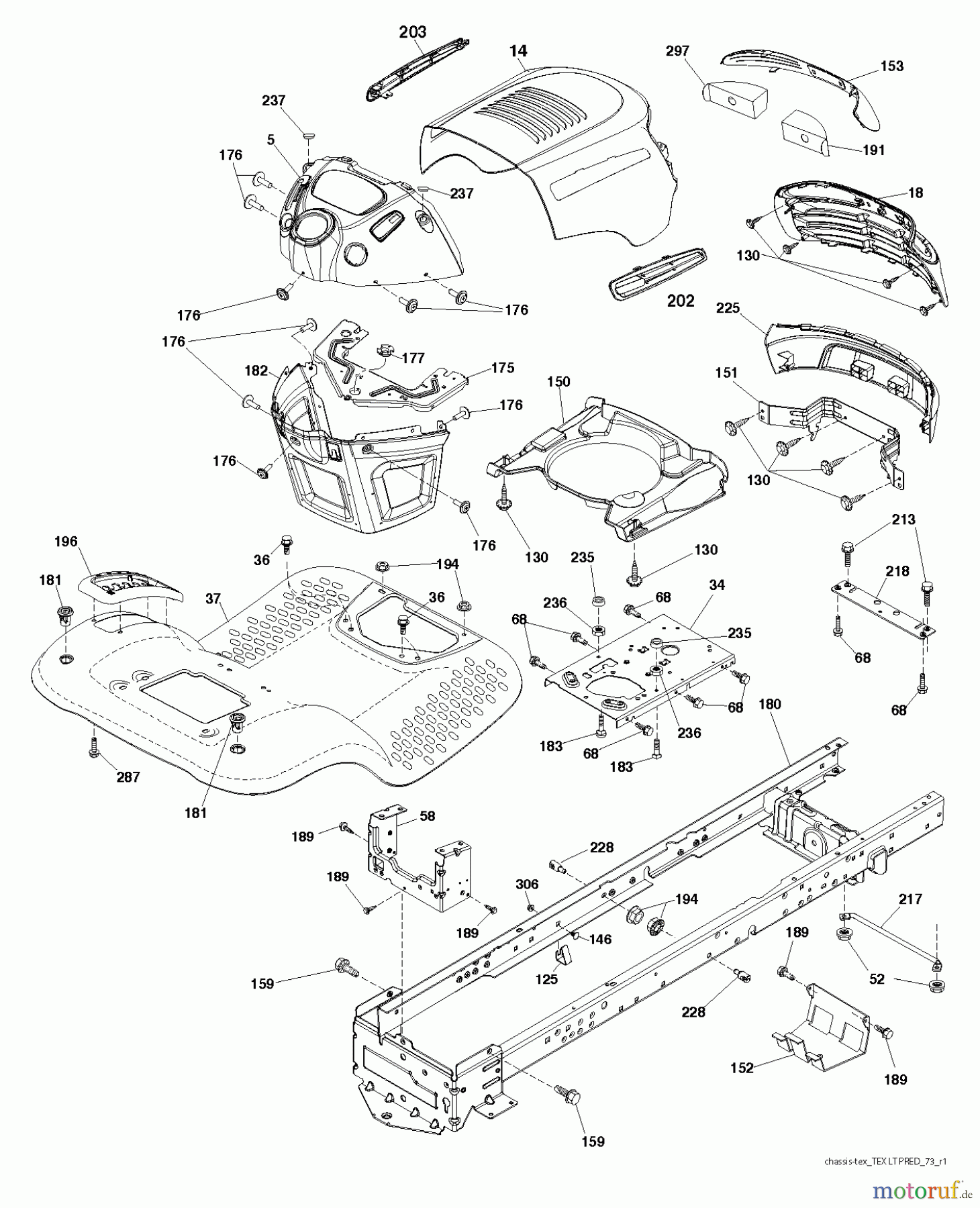 Jonsered Rasen und Garten Traktoren LT2217 A (96041011306) - Jonsered Lawn & Garden Tractor (2013-05) CHASSIS ENCLOSURES