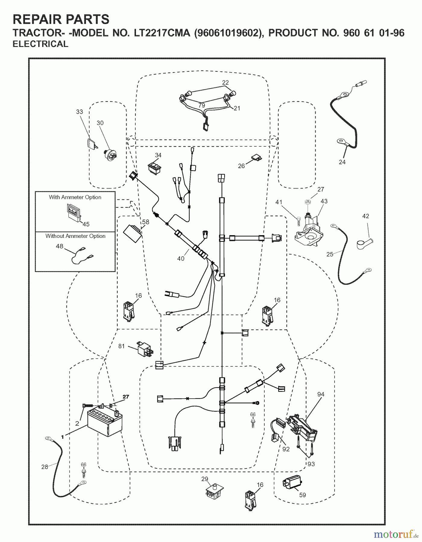  Jonsered Rasen  und Garten Traktoren LT2217 CMA (96061019602) - Jonsered Lawn & Garden Tractor (2007-09) ELECTRICAL
