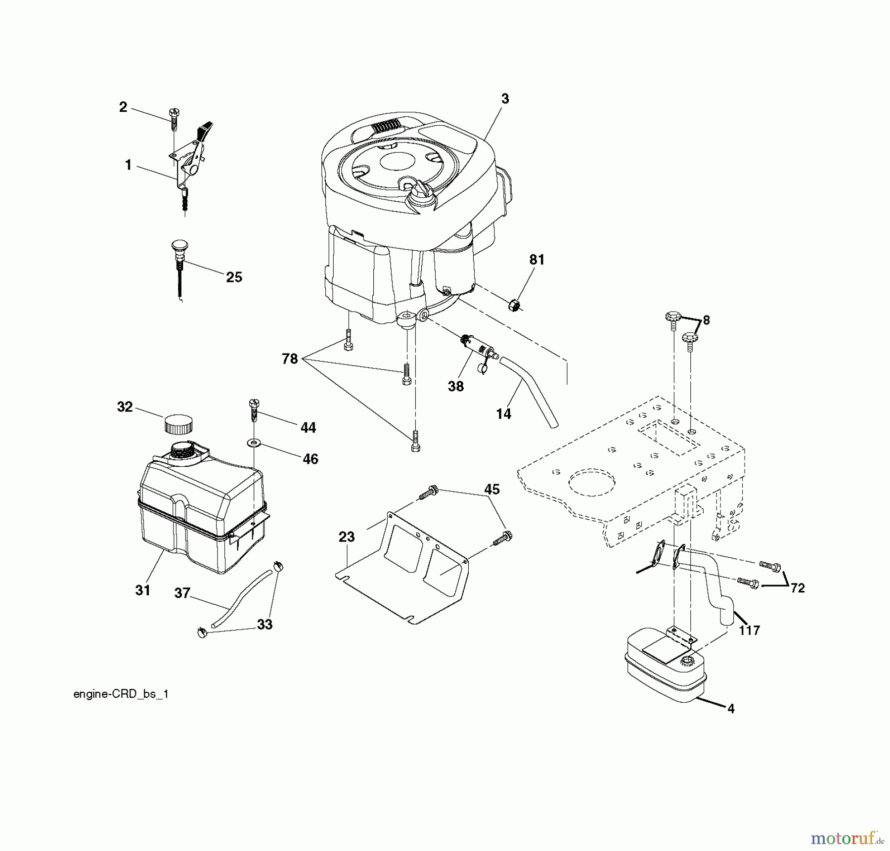  Jonsered Rasen  und Garten Traktoren LT2217 CMA (96061019603) - Jonsered Lawn & Garden Tractor (2008-01) ENGINE
