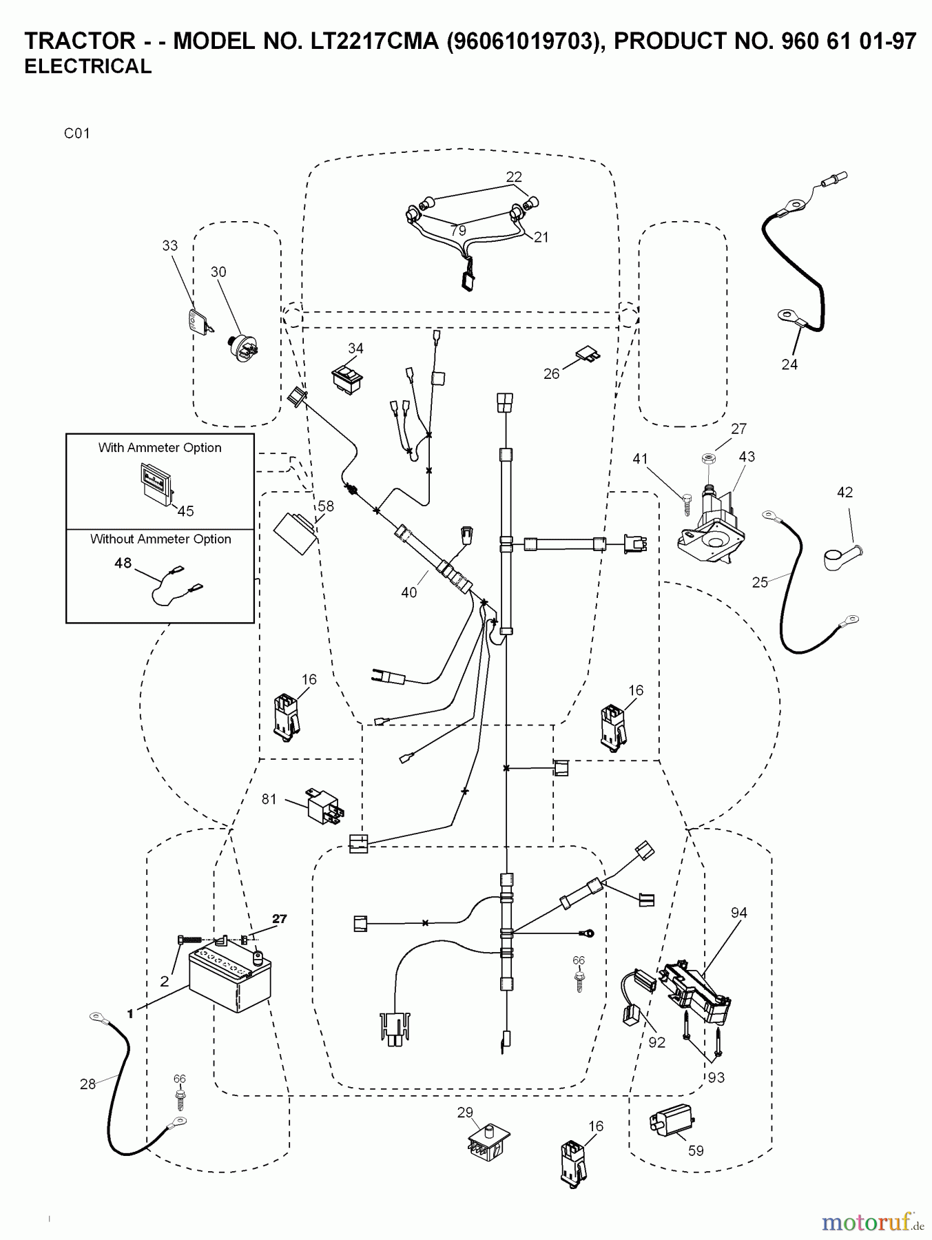 Jonsered Rasen und Garten Traktoren LT2217 CMA (96061019703) - Jonsered Lawn & Garden Tractor (2008-02) ELECTRICAL