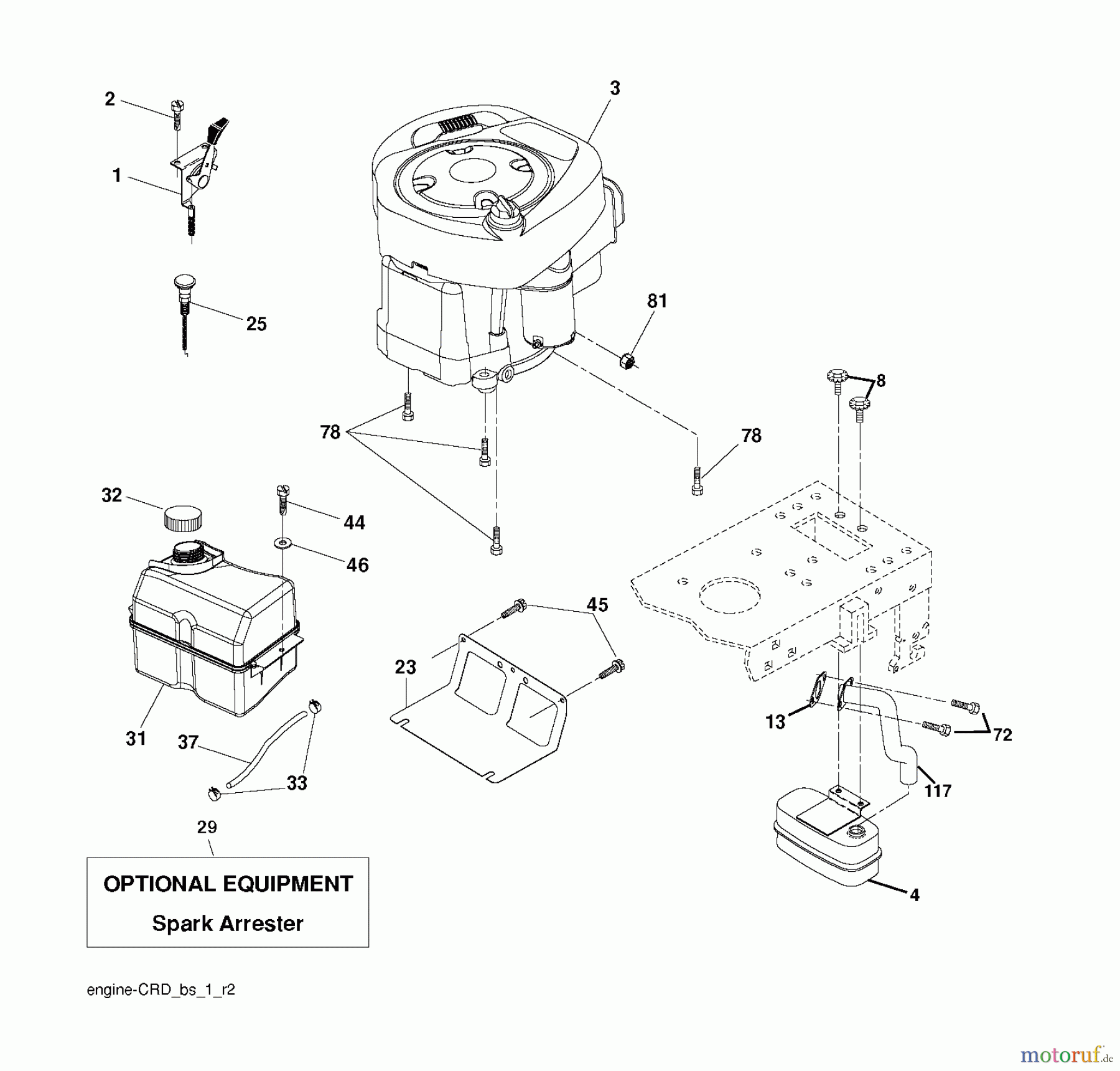 Jonsered Rasen und Garten Traktoren LT2217 CMA (96061023800) - Jonsered Lawn & Garden Tractor (2008-10) ENGINE