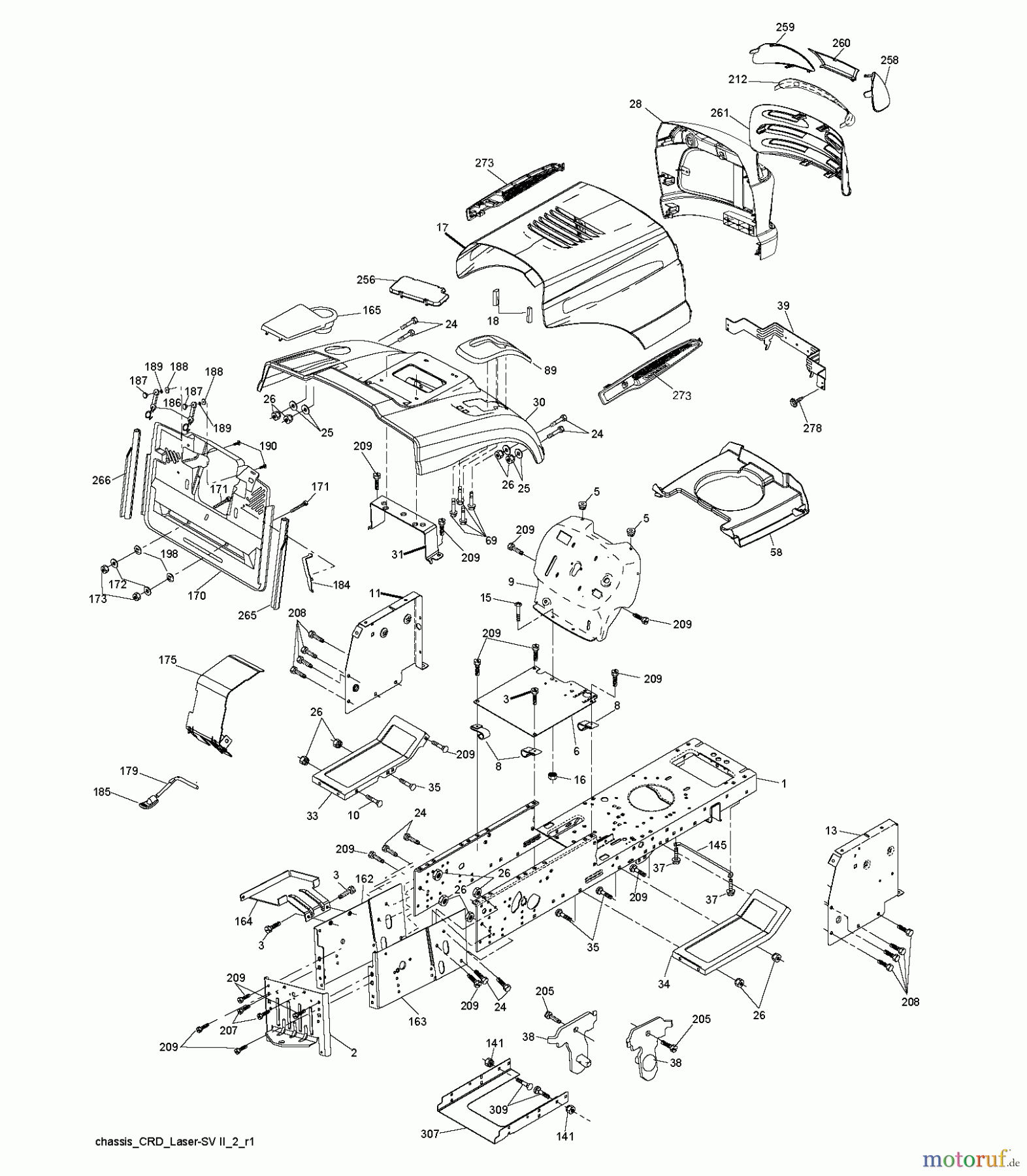 Jonsered Rasen und Garten Traktoren LT2217 CMA (96061023900) - Jonsered Lawn & Garden Tractor (2009-01) CHASSIS ENCLOSURES