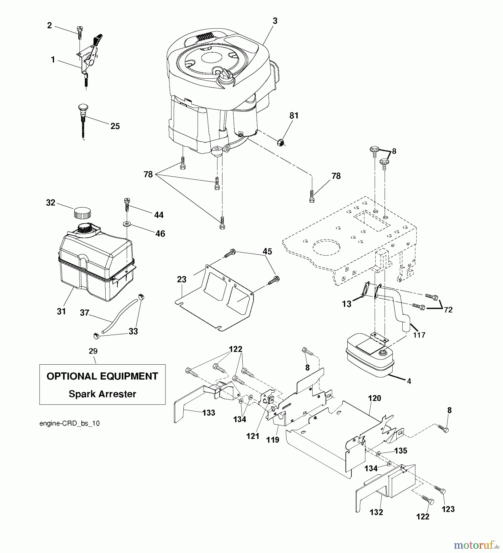 Jonsered Rasen und Garten Traktoren LT2217 CMA (96061023900) - Jonsered Lawn & Garden Tractor (2009-01) ENGINE