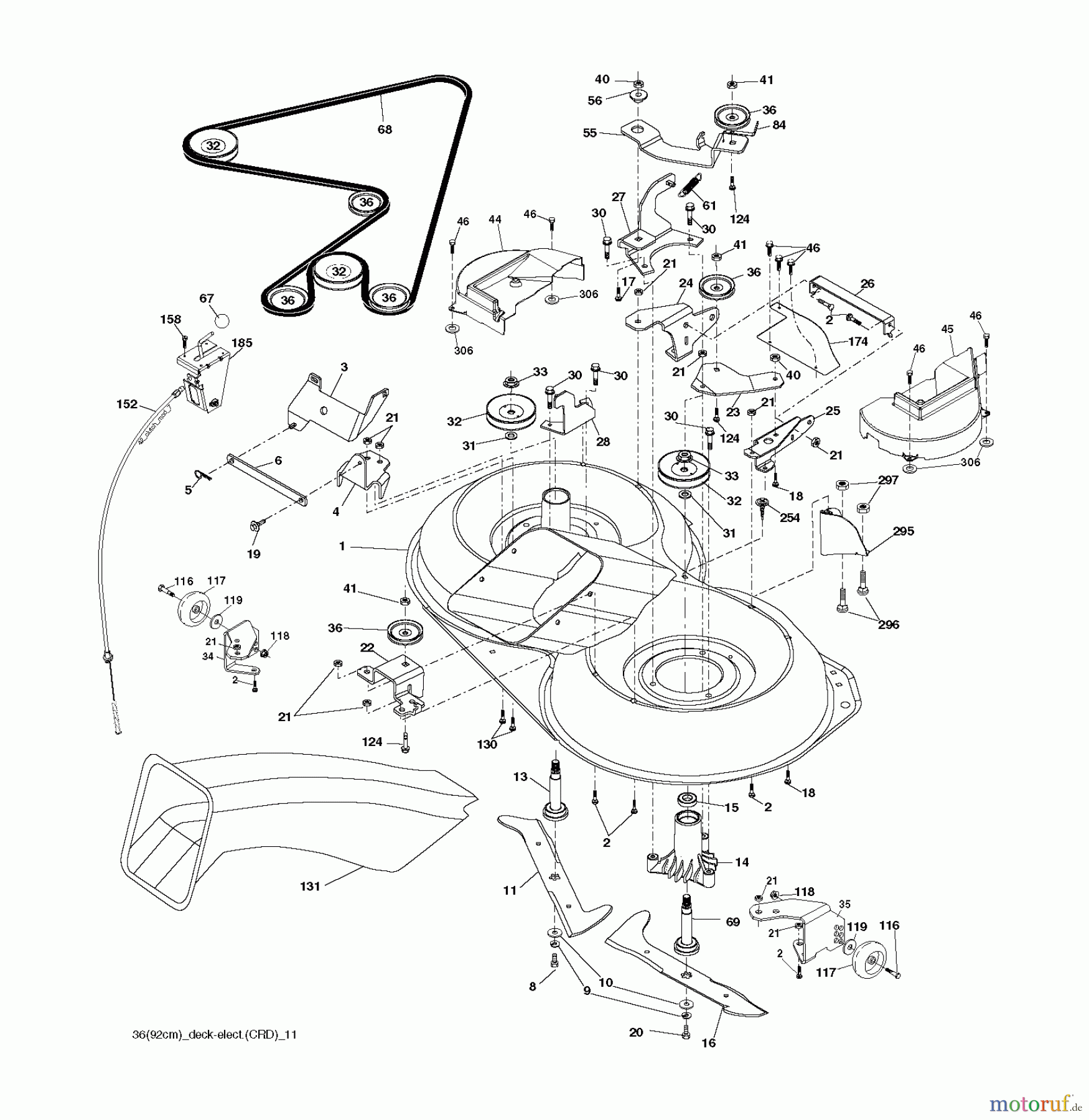 Jonsered Rasen und Garten Traktoren LT2217 CMA (96061023900) - Jonsered Lawn & Garden Tractor (2009-01) MOWER DECK / CUTTING DECK