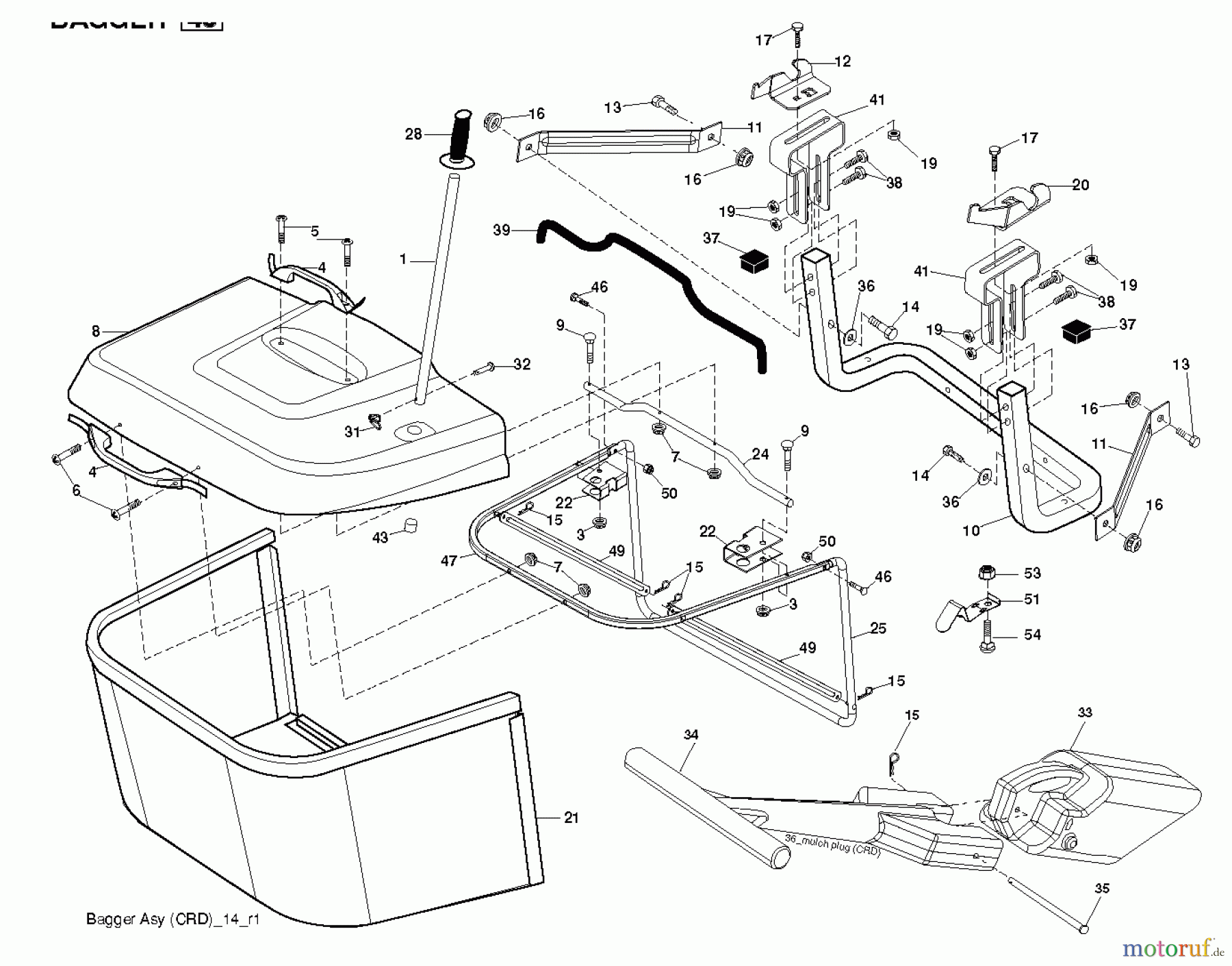 Jonsered Rasen  und Garten Traktoren LT2217 CMA (96061019600) - Jonsered Lawn & Garden Tractor (2007-01) BAGGER
