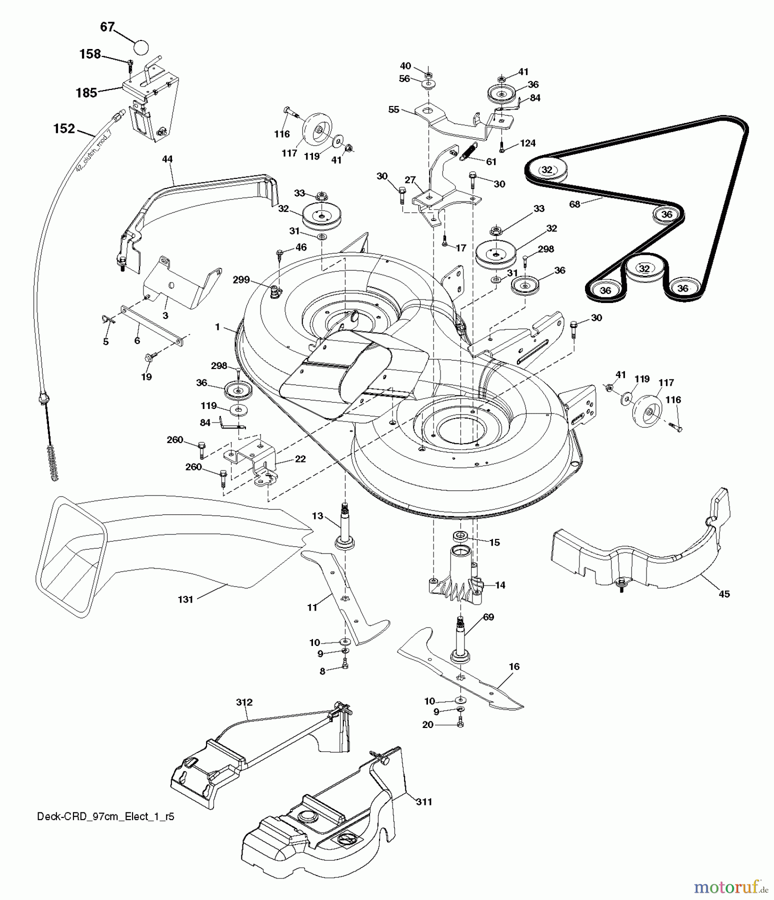Jonsered Rasen und Garten Traktoren LT2217 CMA (96061027301) - Jonsered Lawn & Garden Tractor (2010-03) MOWER DECK / CUTTING DECK
