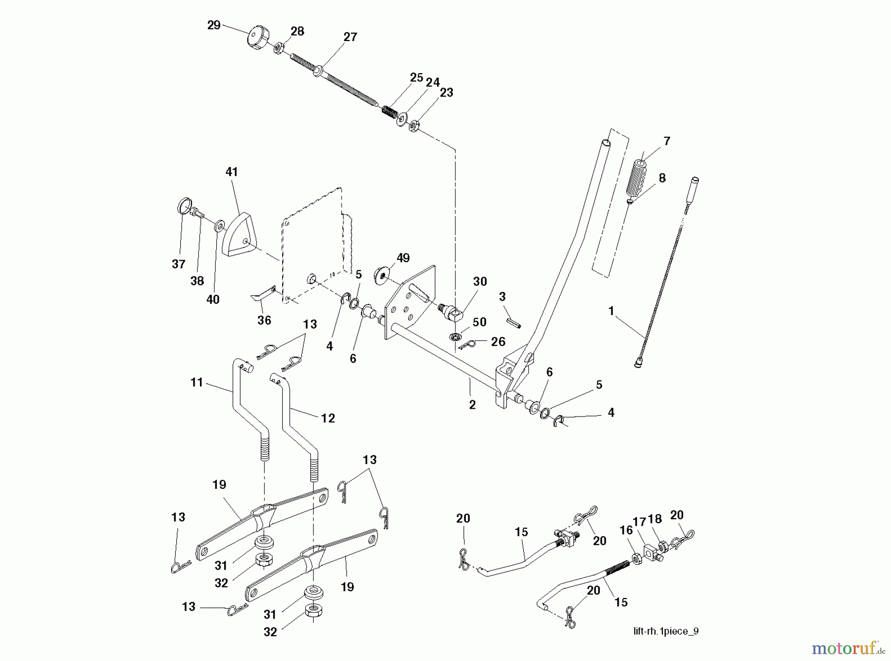 Jonsered Rasen und Garten Traktoren LT2217 CMA (96061027301) - Jonsered Lawn & Garden Tractor (2010-03) MOWER LIFT / DECK LIFT