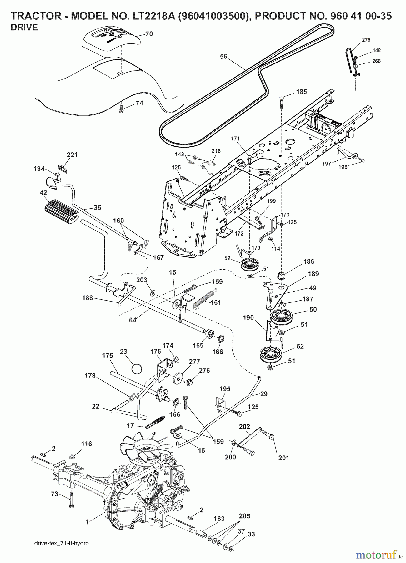 Jonsered Rasen und Garten Traktoren LT2218 A (96041003500) - Jonsered Lawn & Garden Tractor (2007-03) DRIVE