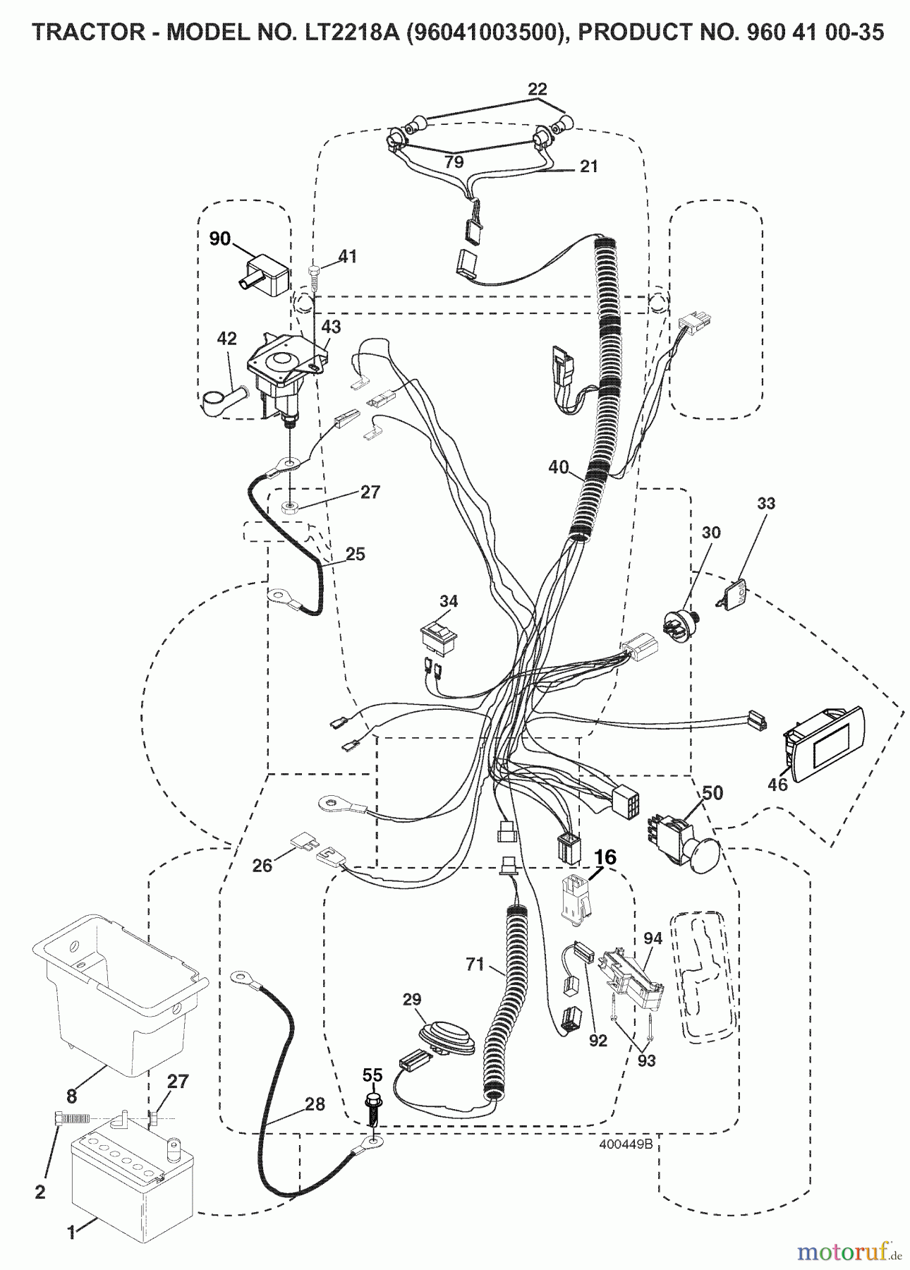 Jonsered Rasen und Garten Traktoren LT2218 A (96041003500) - Jonsered Lawn & Garden Tractor (2007-03) ELECTRICAL