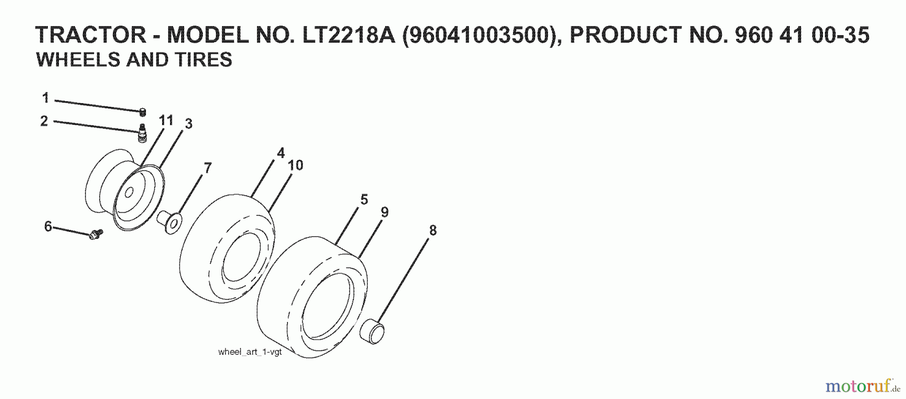 Jonsered Rasen und Garten Traktoren LT2218 A (96041003500) - Jonsered Lawn & Garden Tractor (2007-03) WHEELS TIRES