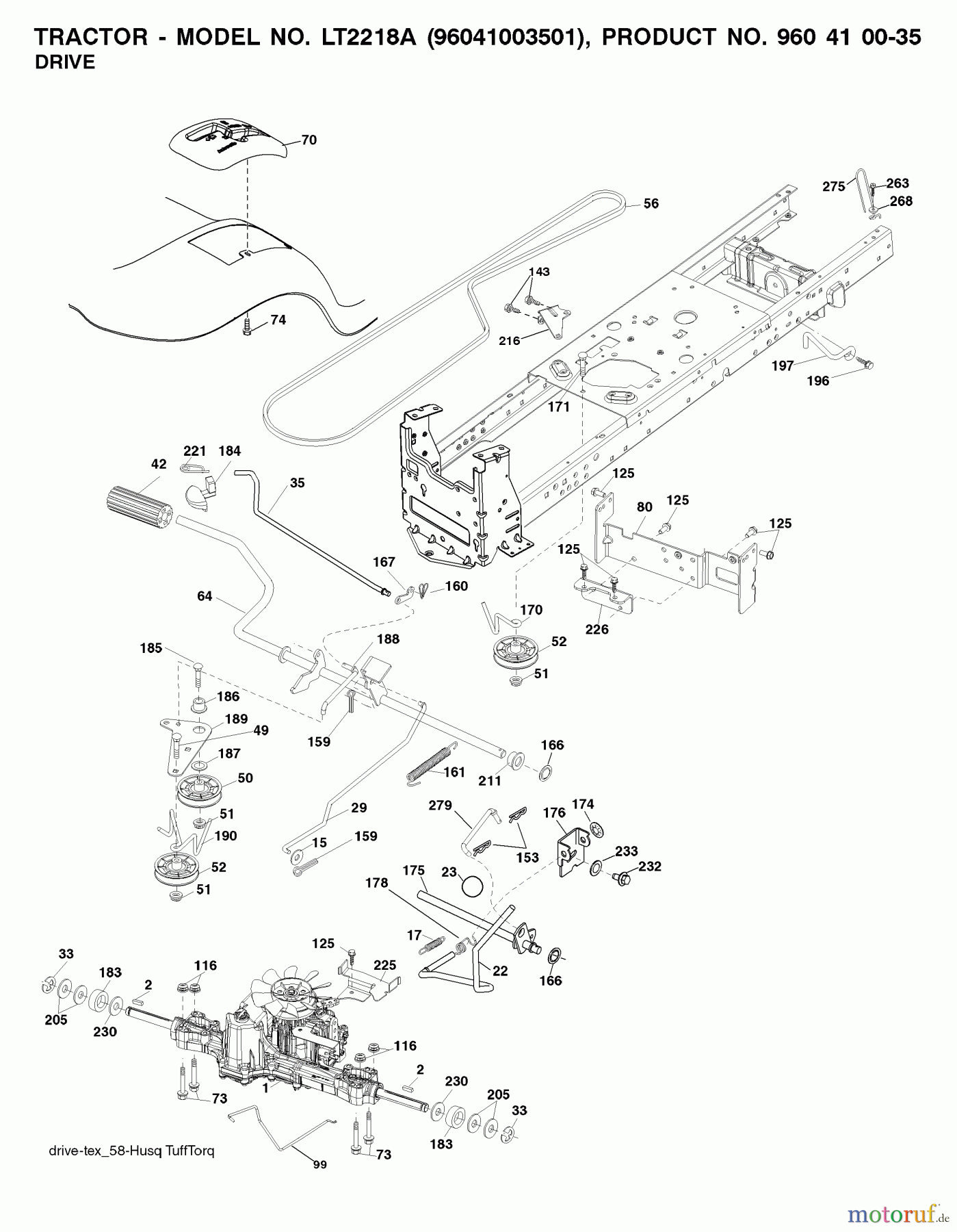 Jonsered Rasen und Garten Traktoren LT2218 A (96041003501) - Jonsered Lawn & Garden Tractor (2008-08) DRIVE