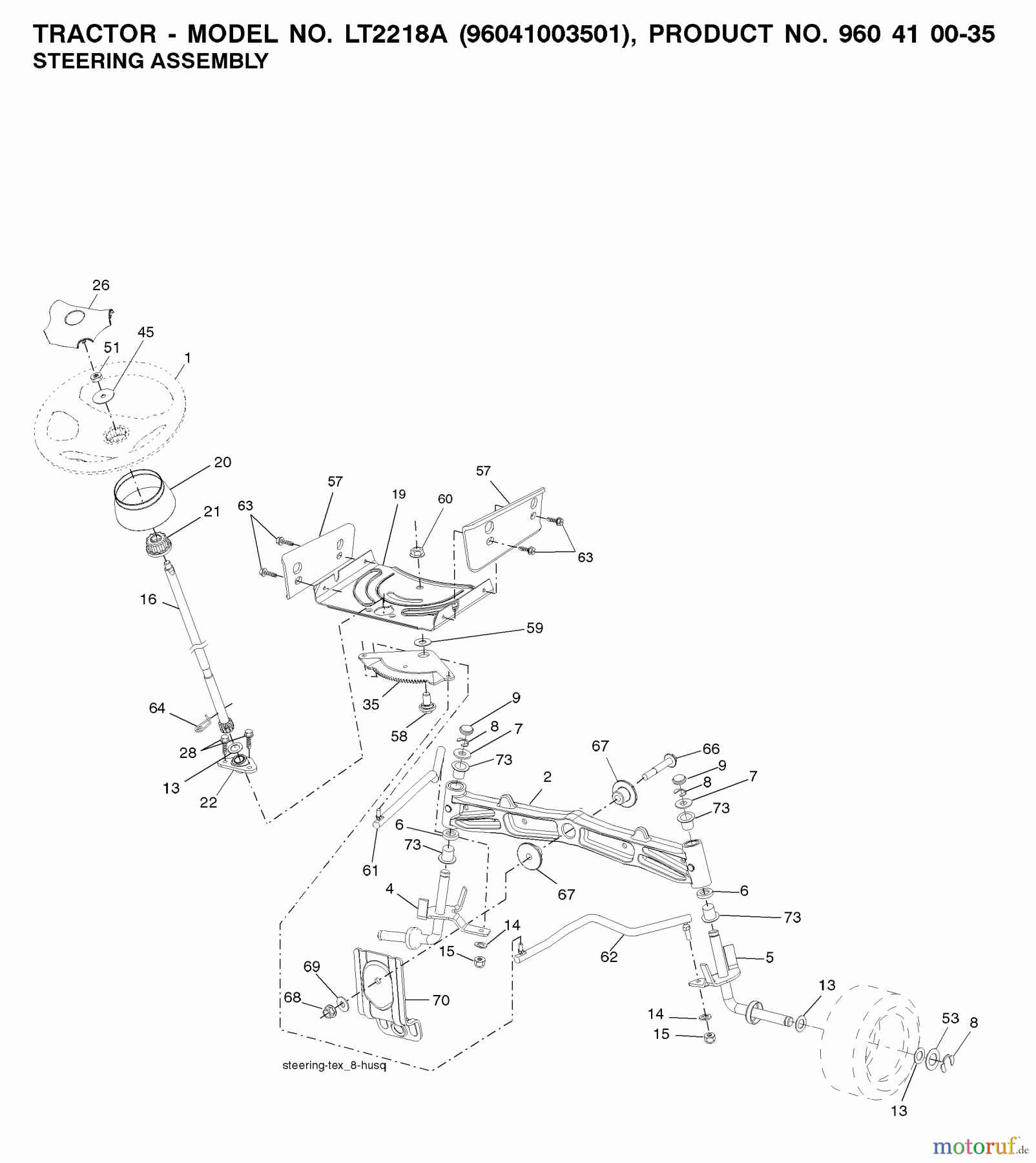  Jonsered Rasen  und Garten Traktoren LT2218 A (96041003501) - Jonsered Lawn & Garden Tractor (2008-08) STEERING