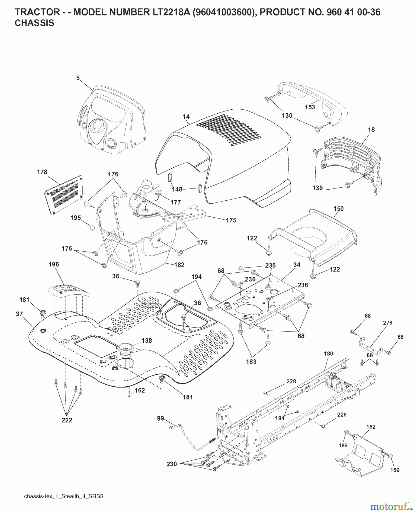  Jonsered Rasen  und Garten Traktoren LT2218 A (96041003600) - Jonsered Lawn & Garden Tractor (2007-04) CHASSIS ENCLOSURES
