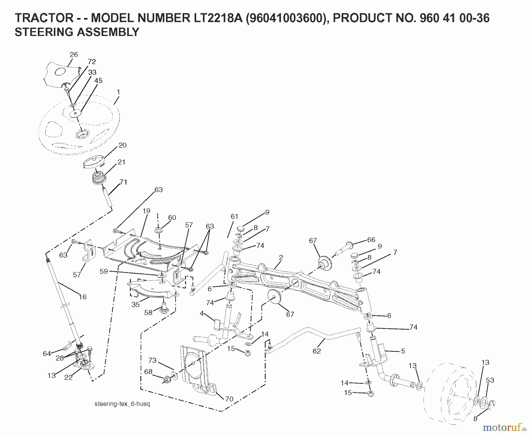 Jonsered Rasen und Garten Traktoren LT2218 A (96041003600) - Jonsered Lawn & Garden Tractor (2007-04) STEERING