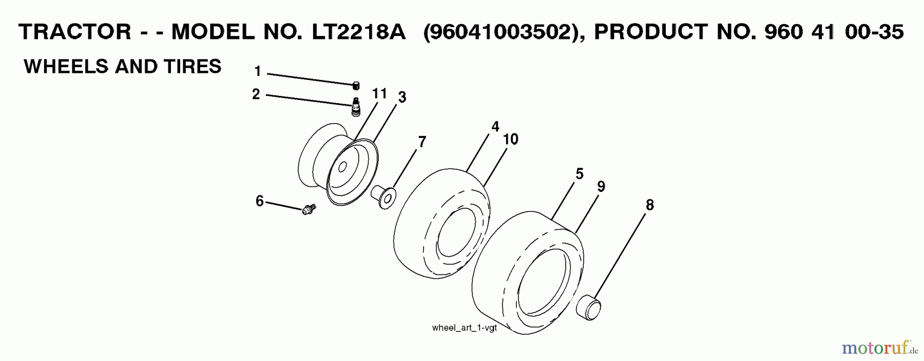 Jonsered Rasen und Garten Traktoren LT2218 A (96041003502) - Jonsered Lawn & Garden Tractor (2007-10) WHEELS TIRES