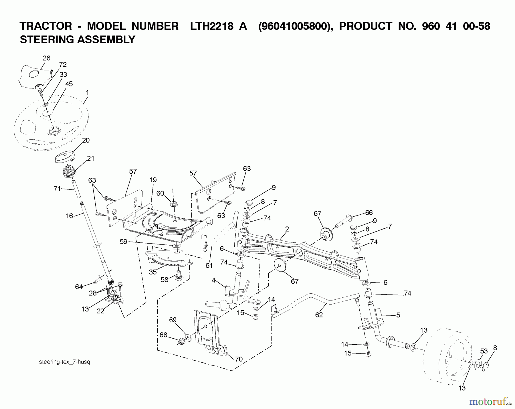 Jonsered Rasen und Garten Traktoren LT2218 A (96041005800) - Jonsered Lawn & Garden Tractor (2007-04) STEERING
