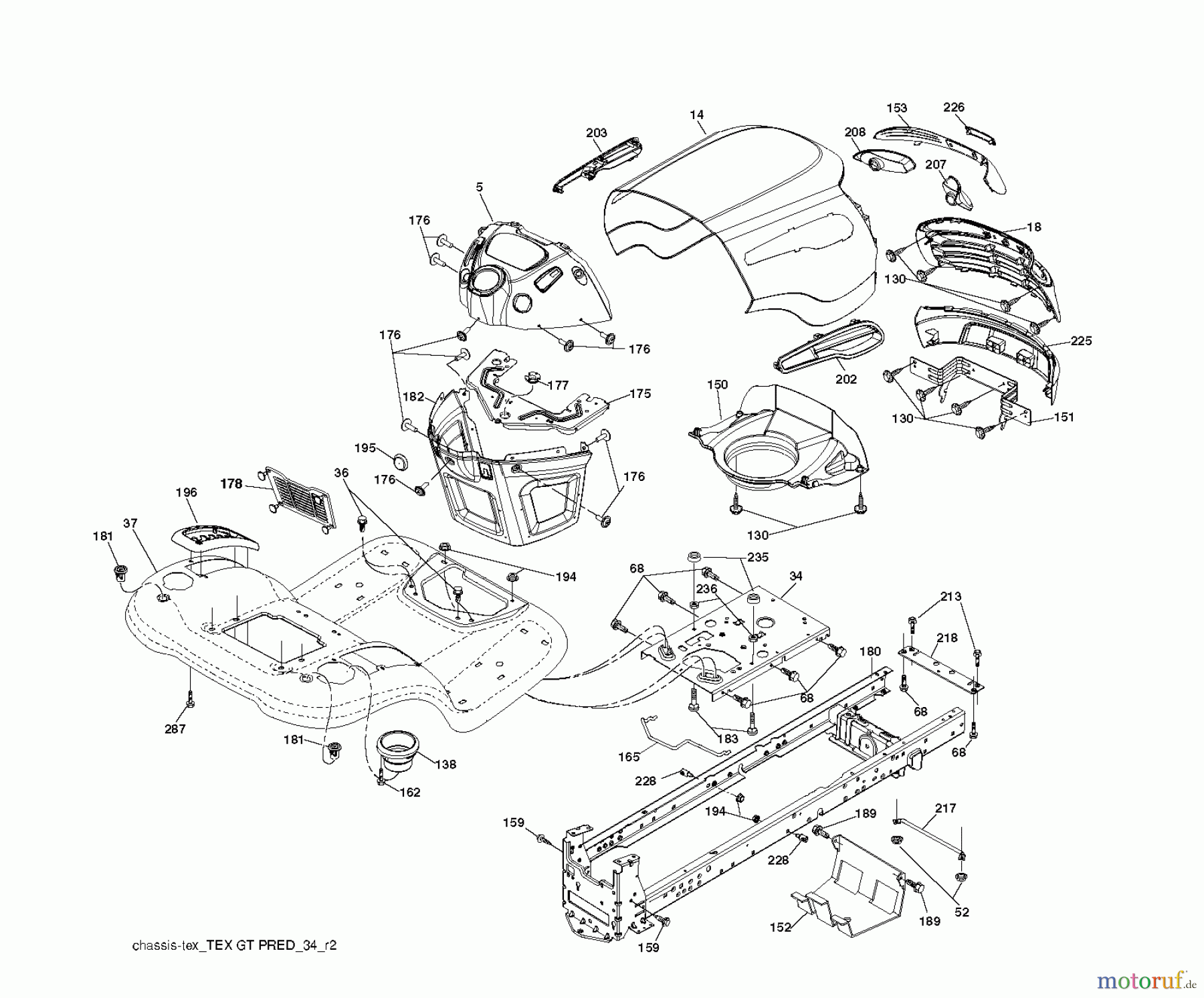  Jonsered Rasen  und Garten Traktoren LT2218 A (96041010500) - Jonsered Lawn & Garden Tractor (2009-01) CHASSIS ENCLOSURES