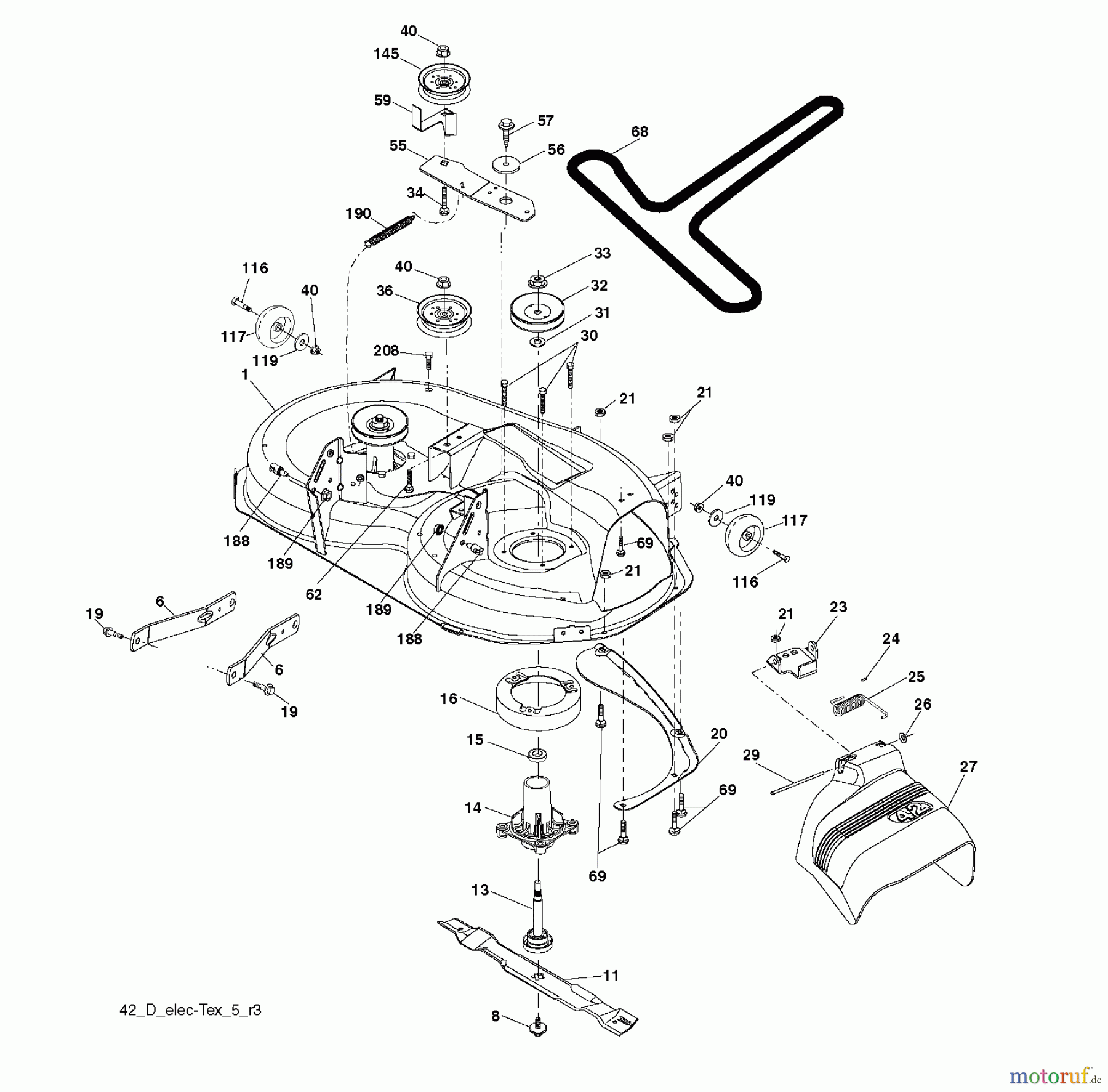  Jonsered Rasen  und Garten Traktoren LT2218 A (96041010500) - Jonsered Lawn & Garden Tractor (2009-01) MOWER DECK / CUTTING DECK