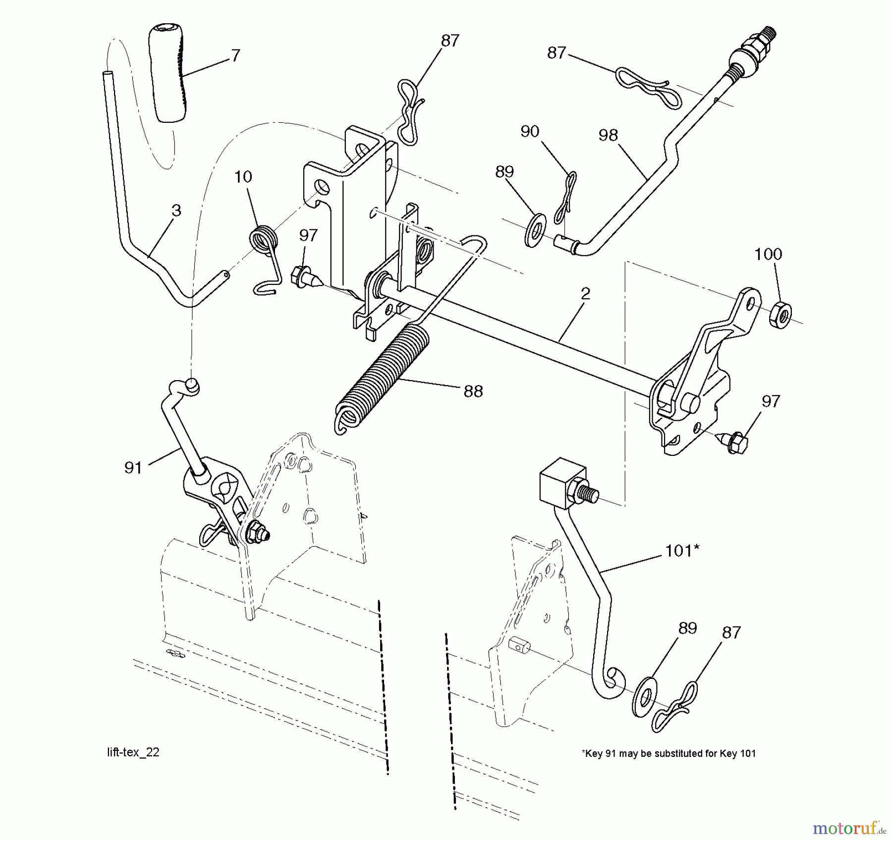 Jonsered Rasen  und Garten Traktoren LT2218 A (96041010501) - Jonsered Lawn & Garden Tractor (2010-01) MOWER LIFT / DECK LIFT