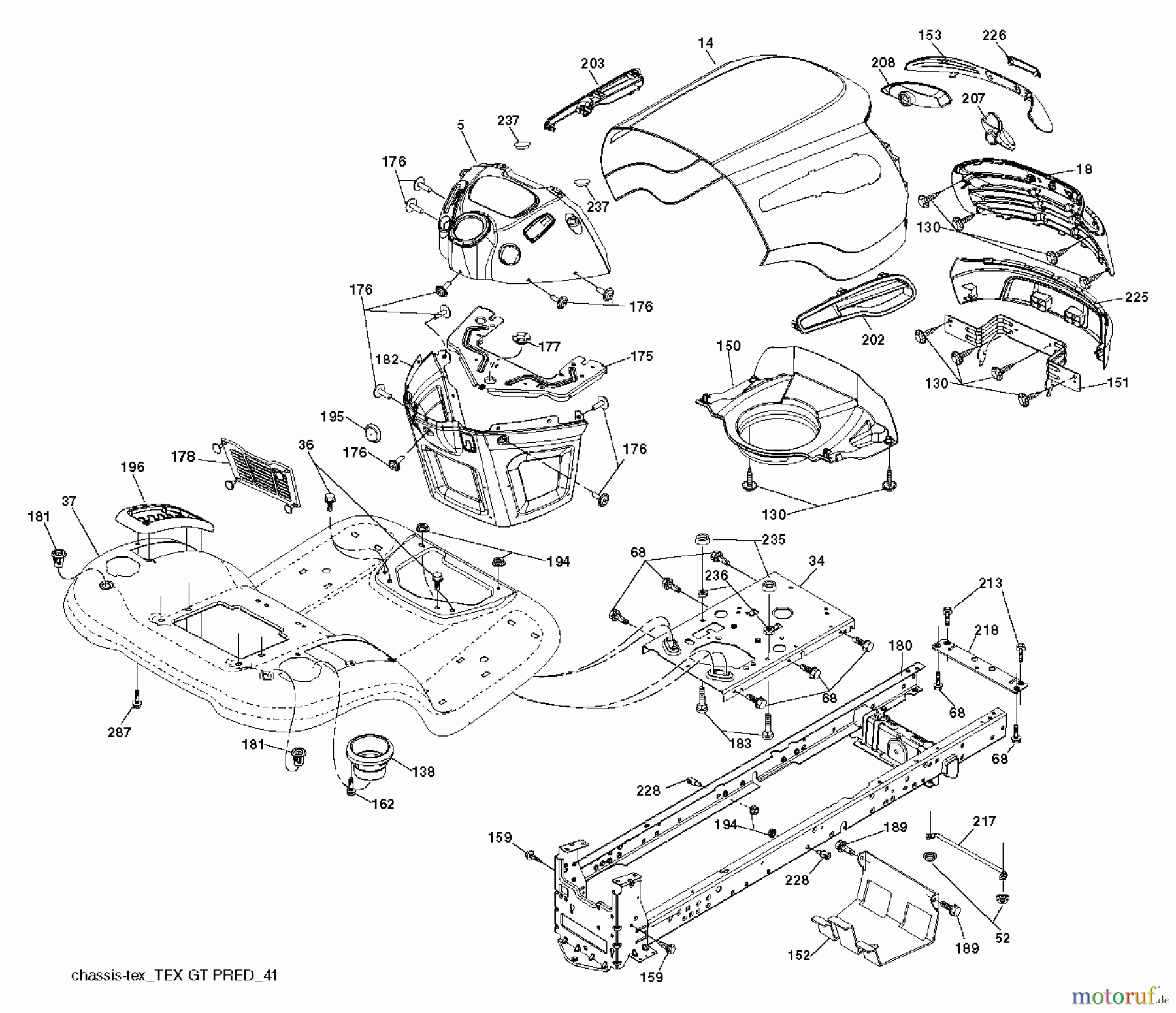 Jonsered Rasen und Garten Traktoren LT2218 A (96041010502) - Jonsered Lawn & Garden Tractor (2010-03) CHASSIS ENCLOSURES