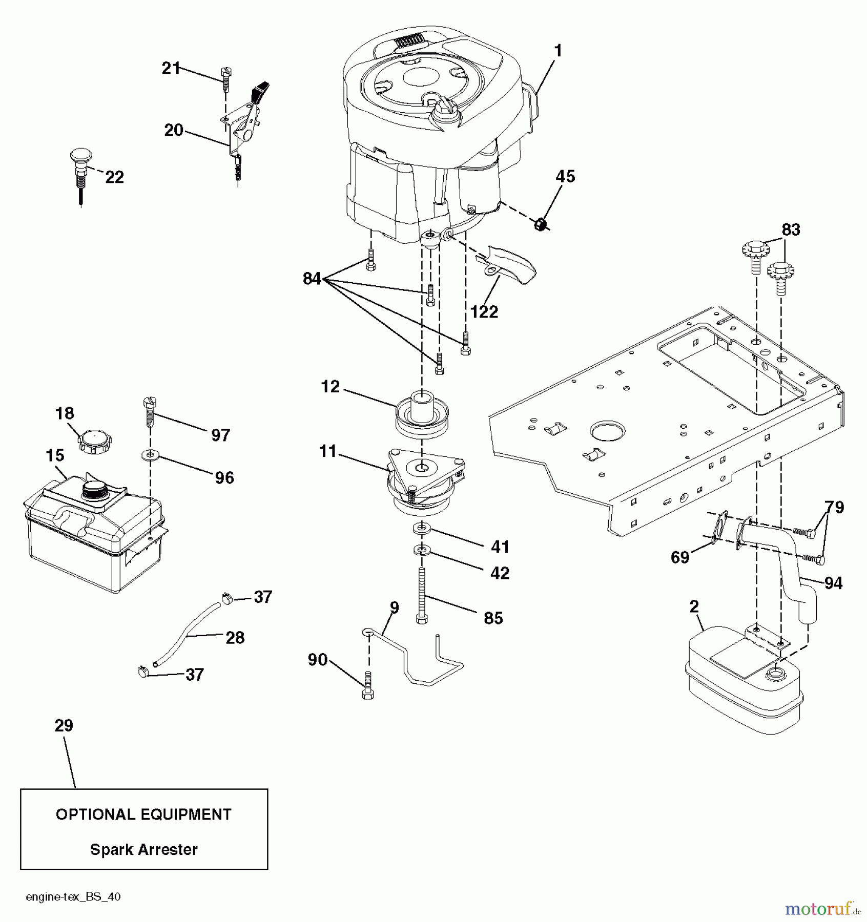  Jonsered Rasen  und Garten Traktoren LT2218 A (96041010502) - Jonsered Lawn & Garden Tractor (2010-03) ENGINE