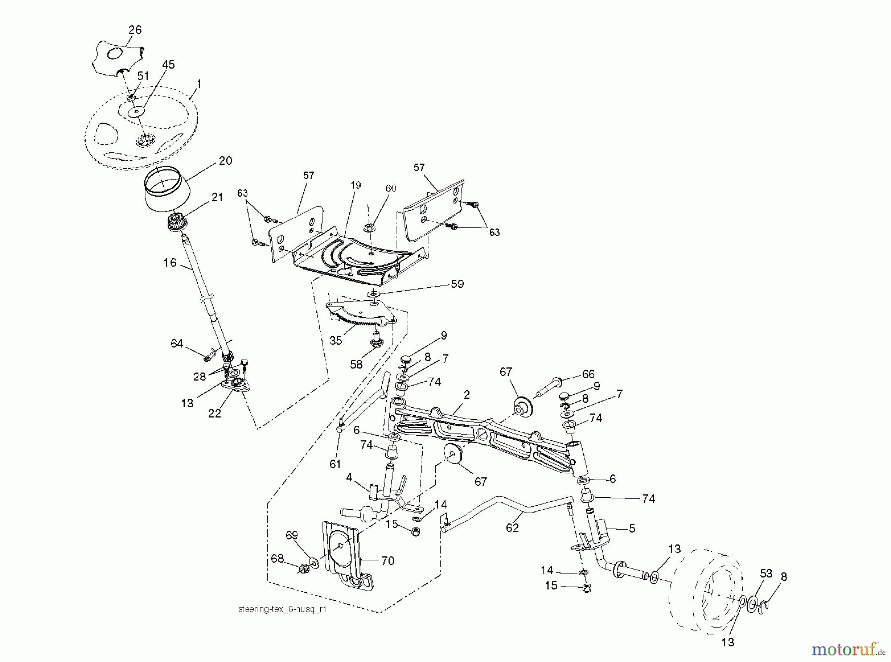  Jonsered Rasen  und Garten Traktoren LT2218 A (96041010500) - Jonsered Lawn & Garden Tractor (2009-01) STEERING