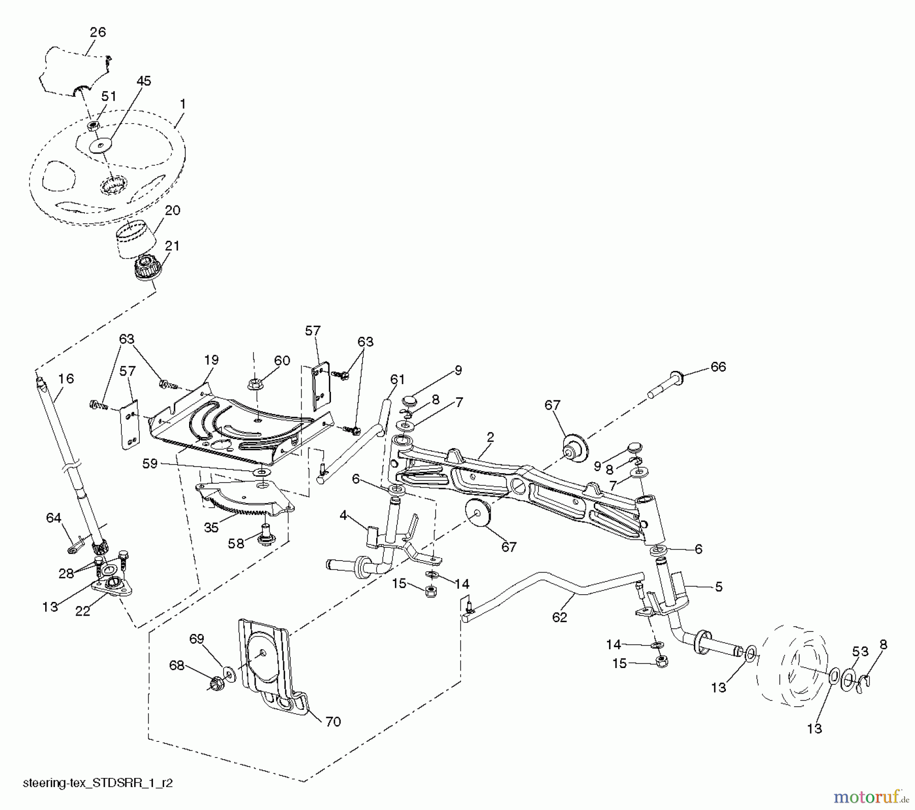  Jonsered Rasen  und Garten Traktoren LT2218 A (96041010503) - Jonsered Lawn & Garden Tractor (2010-08) STEERING