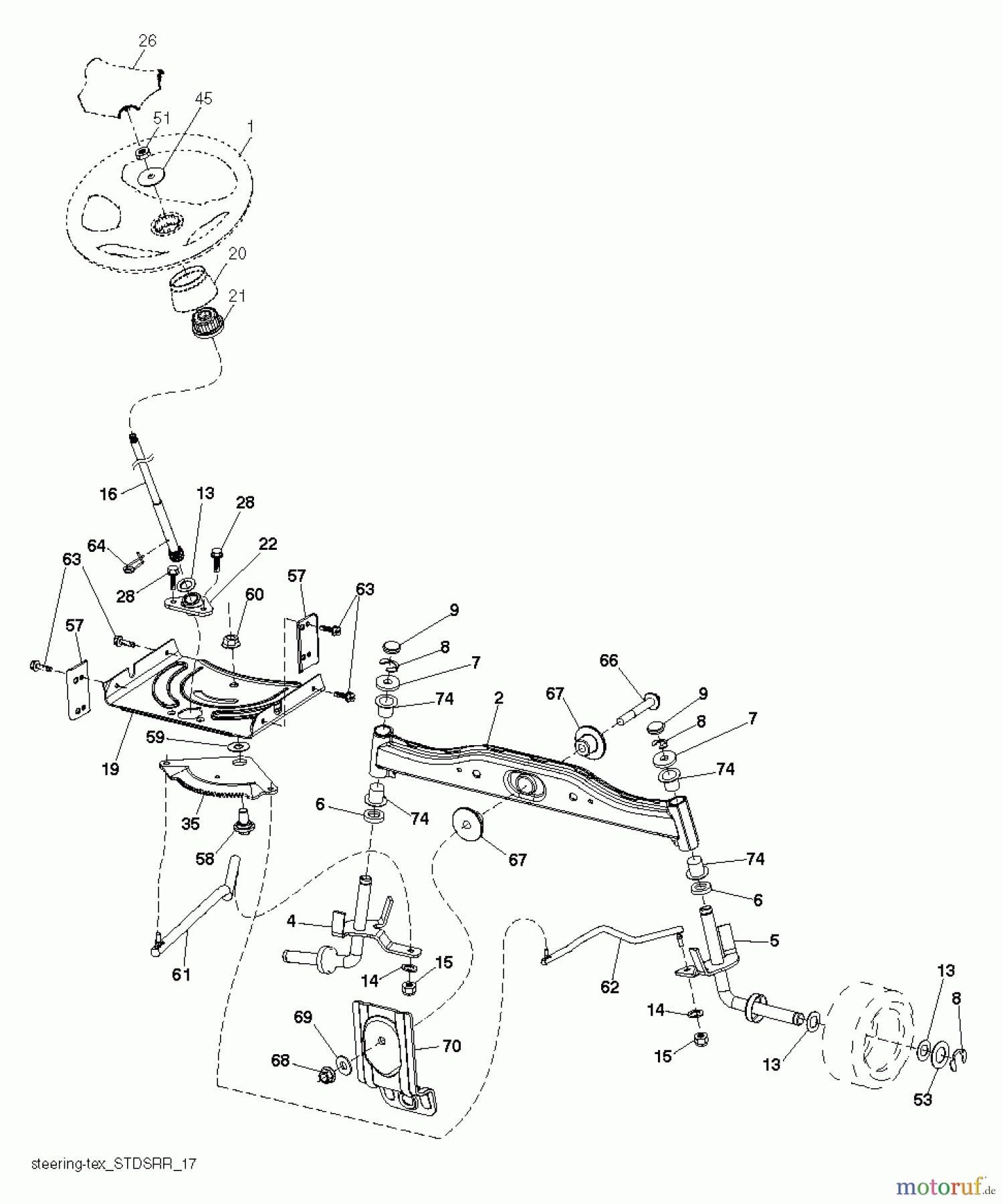 Jonsered Rasen und Garten Traktoren LT2218 A (96041010505) - Jonsered Lawn & Garden Tractor (2011-08) STEERING