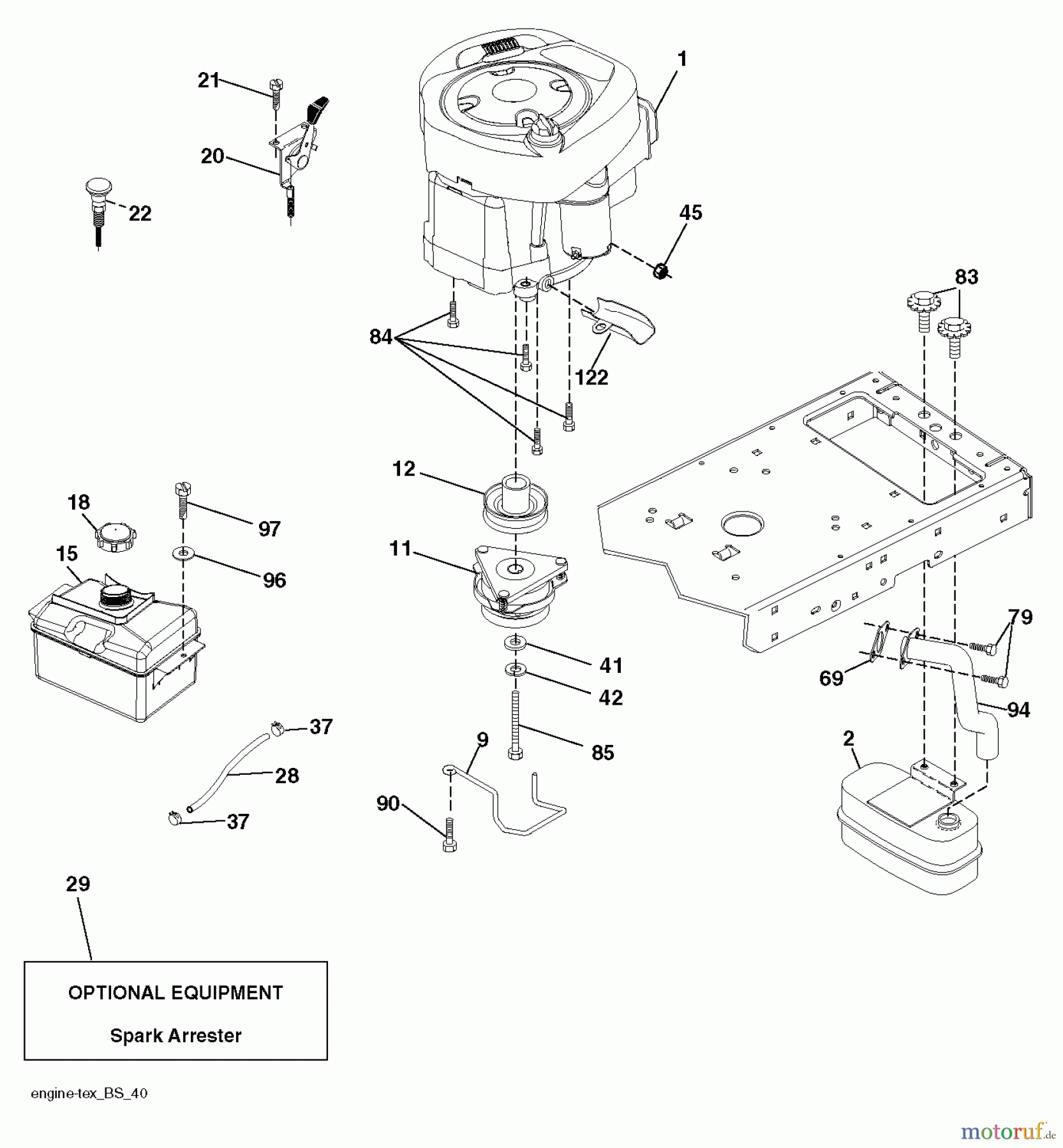  Jonsered Rasen  und Garten Traktoren LT2218 A (96041010505) - Jonsered Lawn & Garden Tractor (2011-08) ENGINE