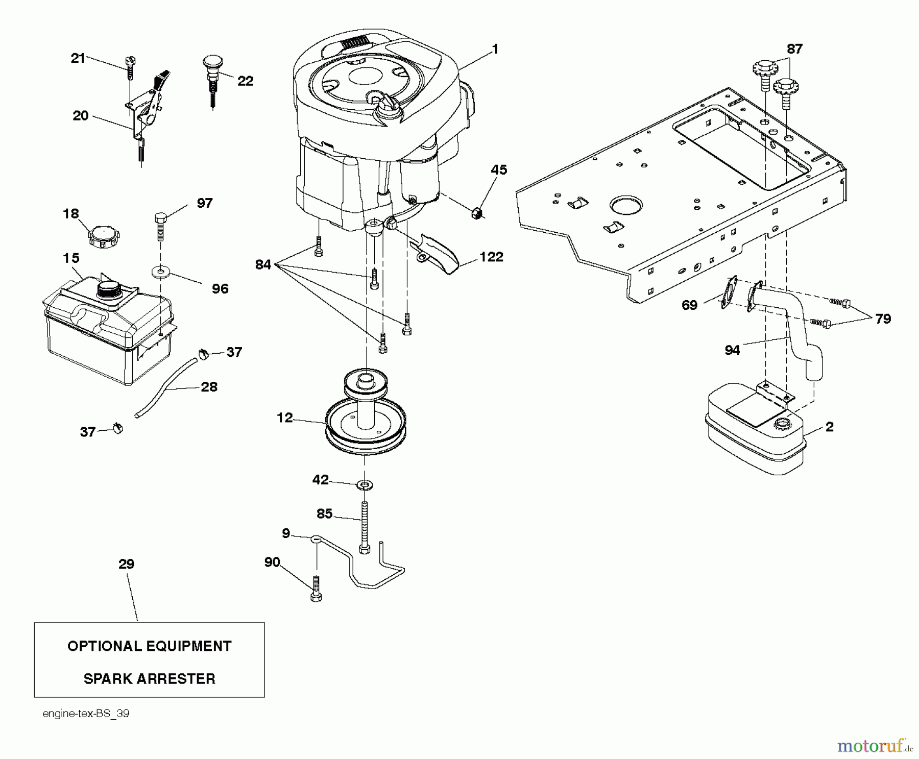  Jonsered Rasen  und Garten Traktoren LT2218 A (96041023901) - Jonsered Lawn & Garden Tractor (2013-05) ENGINE