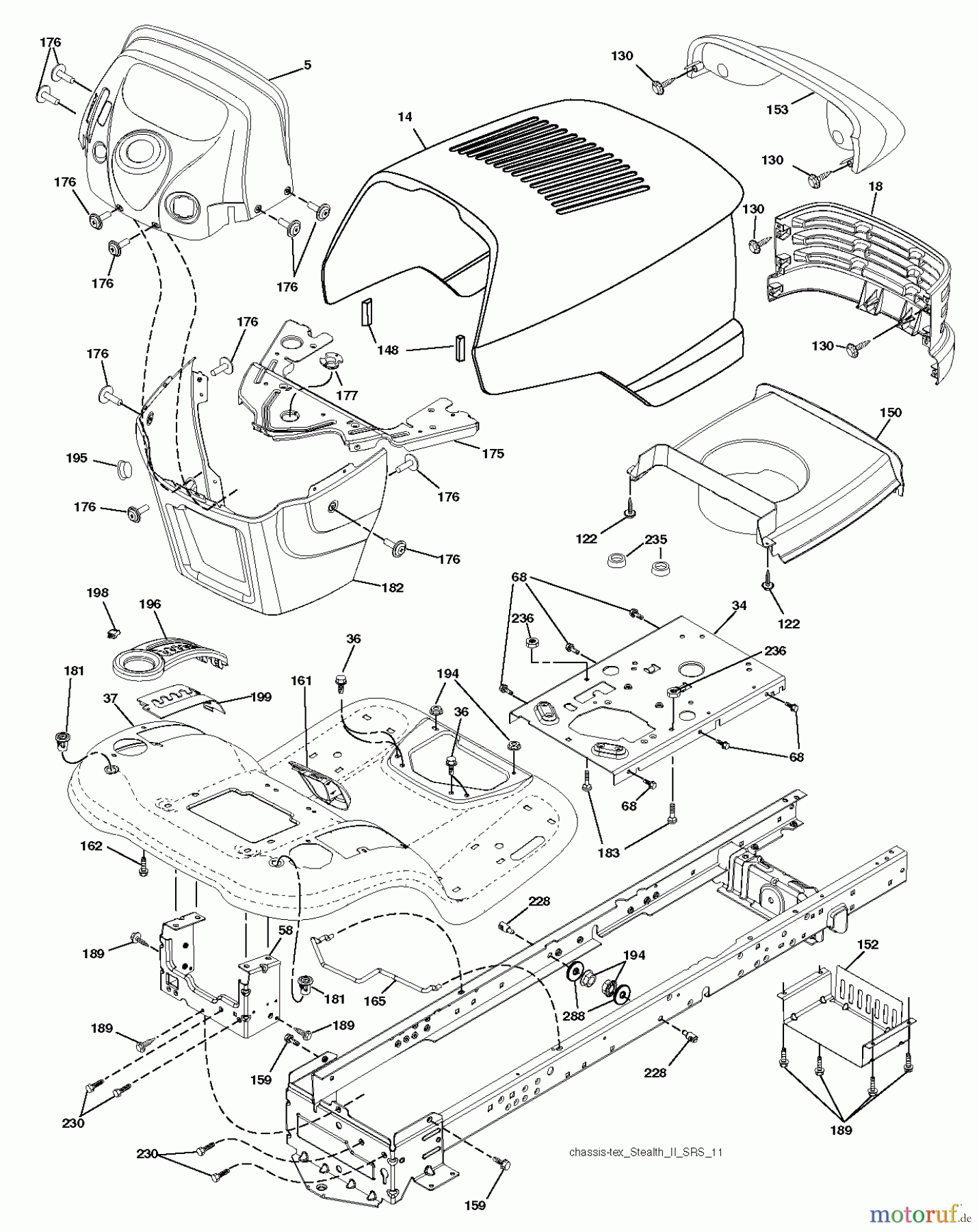 Jonsered Rasen und Garten Traktoren LT2218 A2 (96041003902) - Jonsered Lawn & Garden Tractor (2008-02) CHASSIS ENCLOSURES