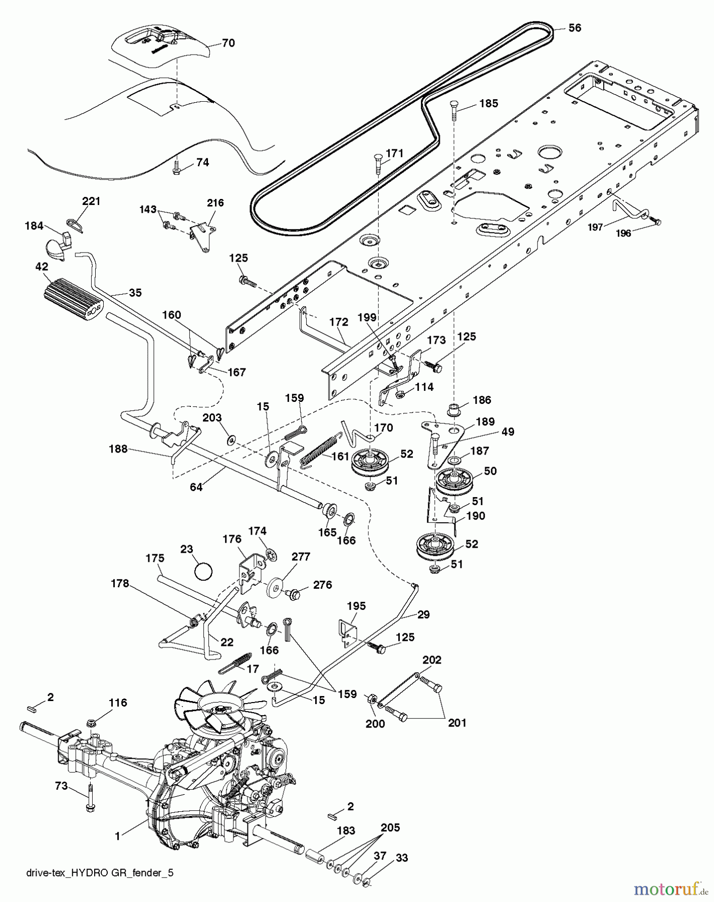 Jonsered Rasen und Garten Traktoren LT2218 A2 (96041003902) - Jonsered Lawn & Garden Tractor (2008-02) DRIVE