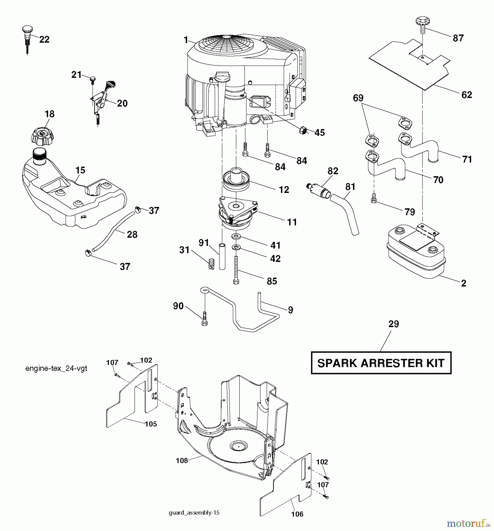  Jonsered Rasen  und Garten Traktoren LT2218 A2 (96041003902) - Jonsered Lawn & Garden Tractor (2008-02) ENGINE