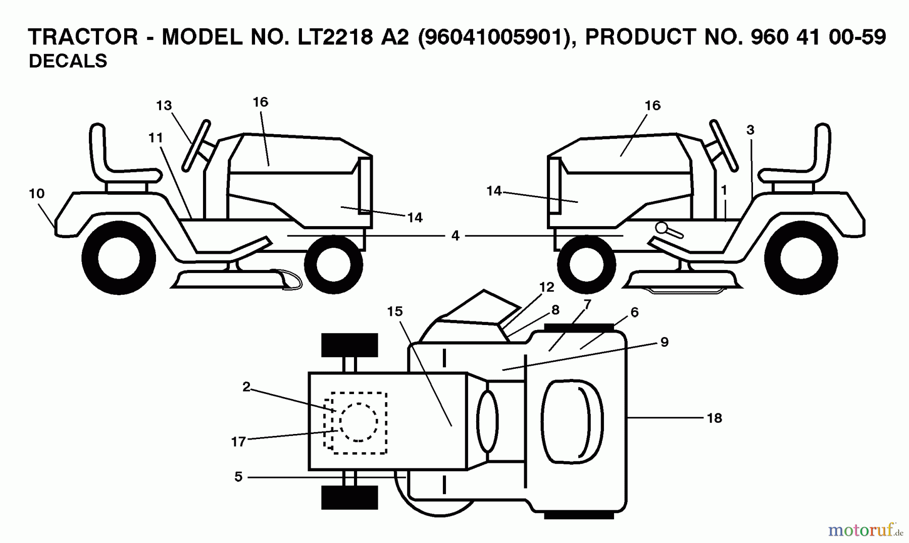 Jonsered Rasen und Garten Traktoren LT2218 A2 (96041005901) - Jonsered Lawn & Garden Tractor (2008-01) DECALS