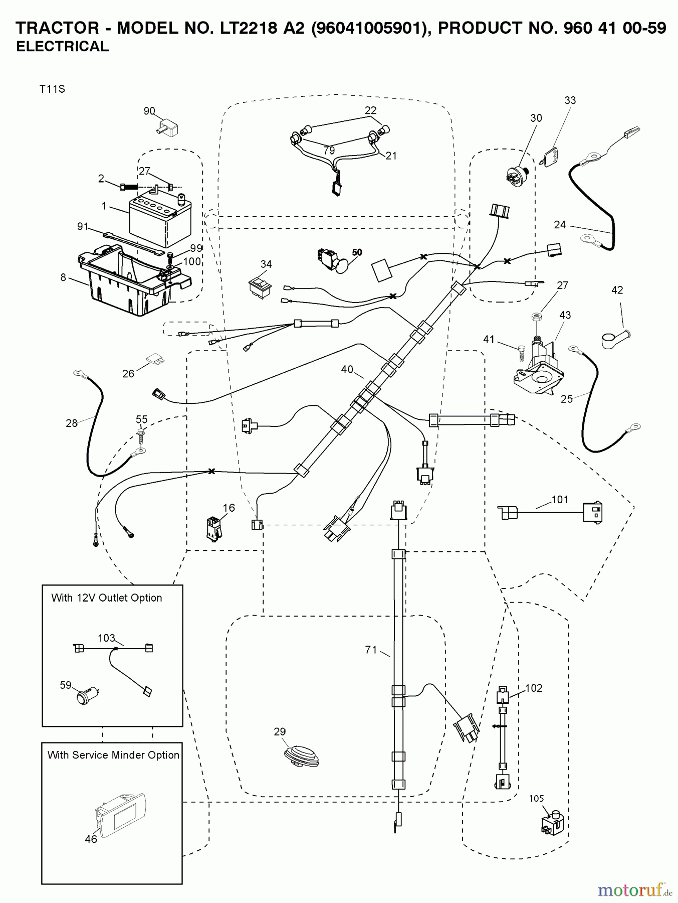 Jonsered Rasen und Garten Traktoren LT2218 A2 (96041005901) - Jonsered Lawn & Garden Tractor (2008-01) ELECTRICAL