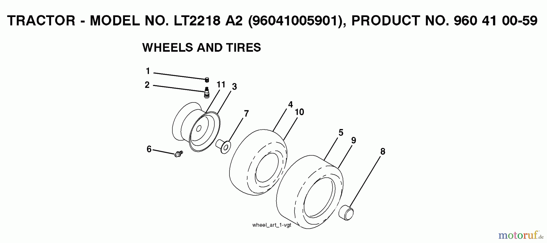 Jonsered Rasen und Garten Traktoren LT2218 A2 (96041005901) - Jonsered Lawn & Garden Tractor (2008-01) WHEELS TIRES
