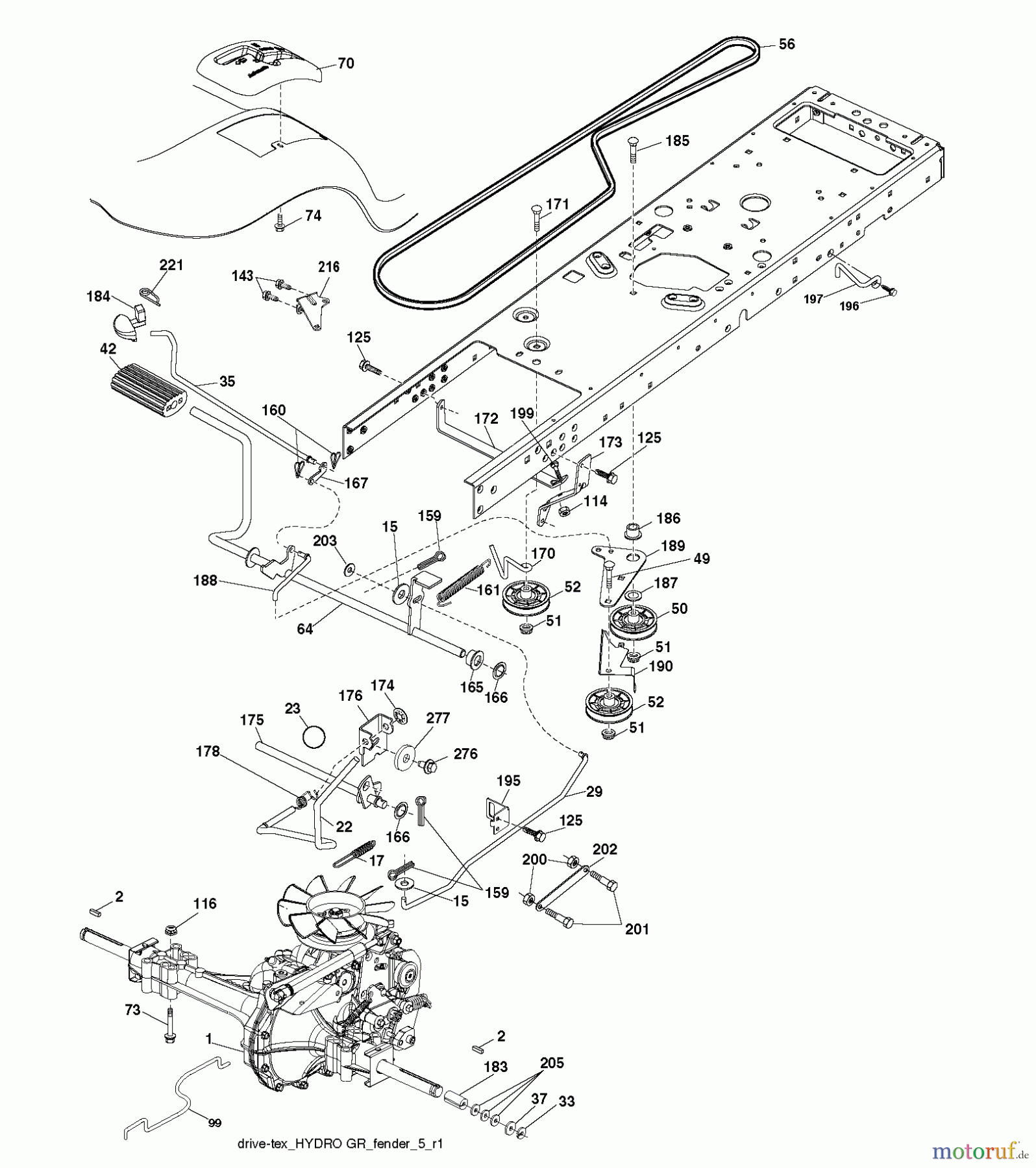  Jonsered Rasen  und Garten Traktoren LT2218 A2 (96041010900) - Jonsered Lawn & Garden Tractor (2009-02) DRIVE