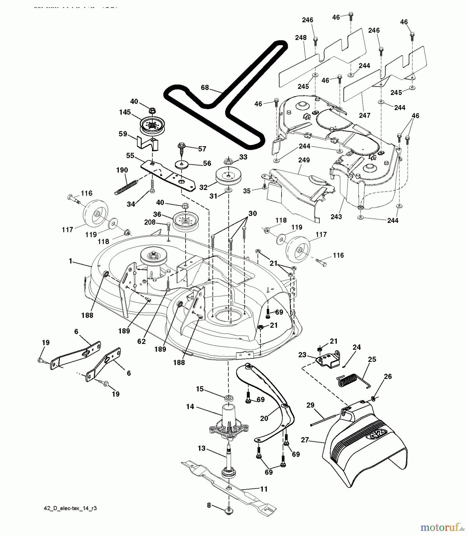Jonsered Rasen und Garten Traktoren LT2218 A2 (96041010900) - Jonsered Lawn & Garden Tractor (2009-02) MOWER DECK / CUTTING DECK