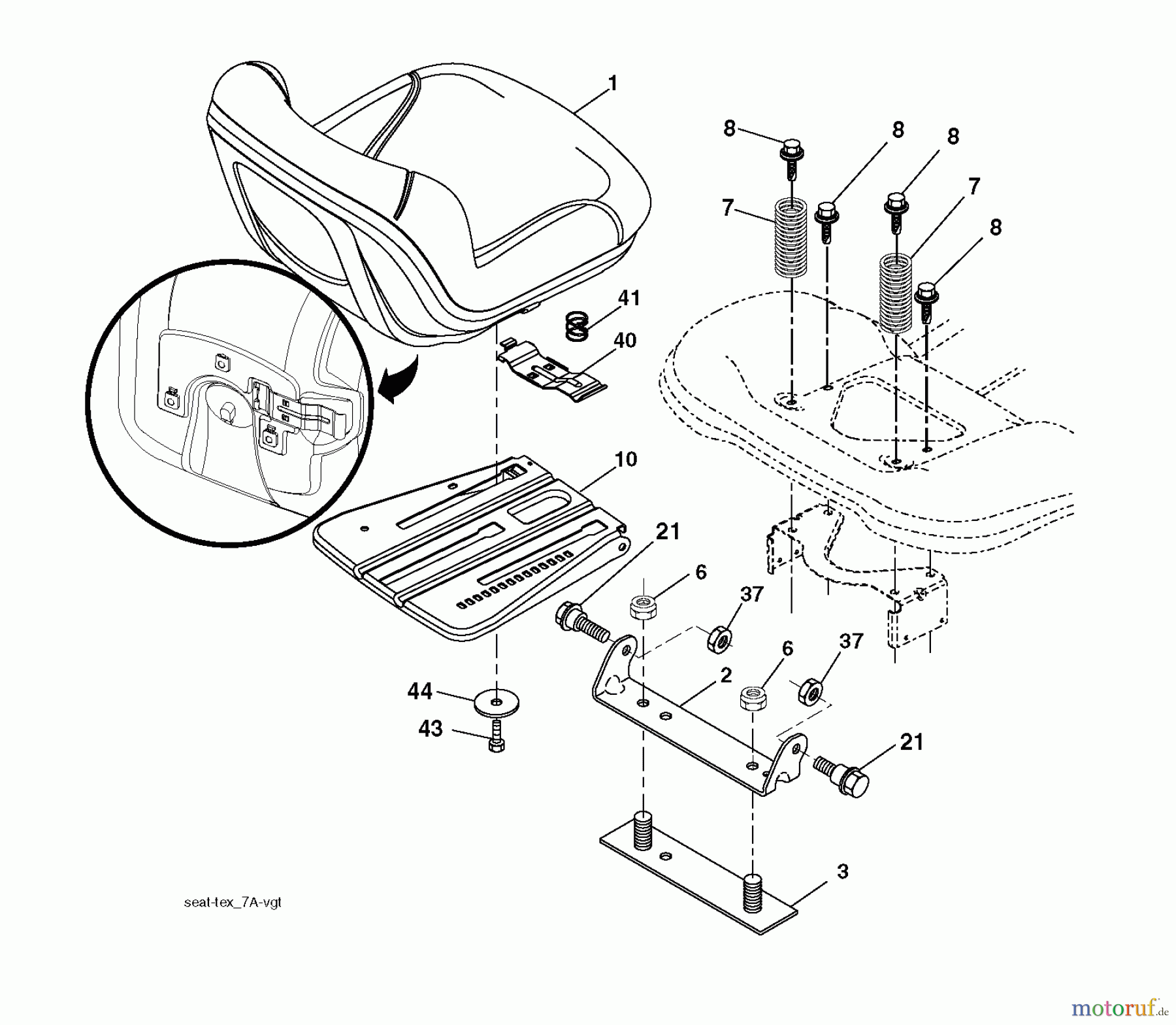  Jonsered Rasen  und Garten Traktoren LT2218 A2 (96041010900) - Jonsered Lawn & Garden Tractor (2009-02) SEAT