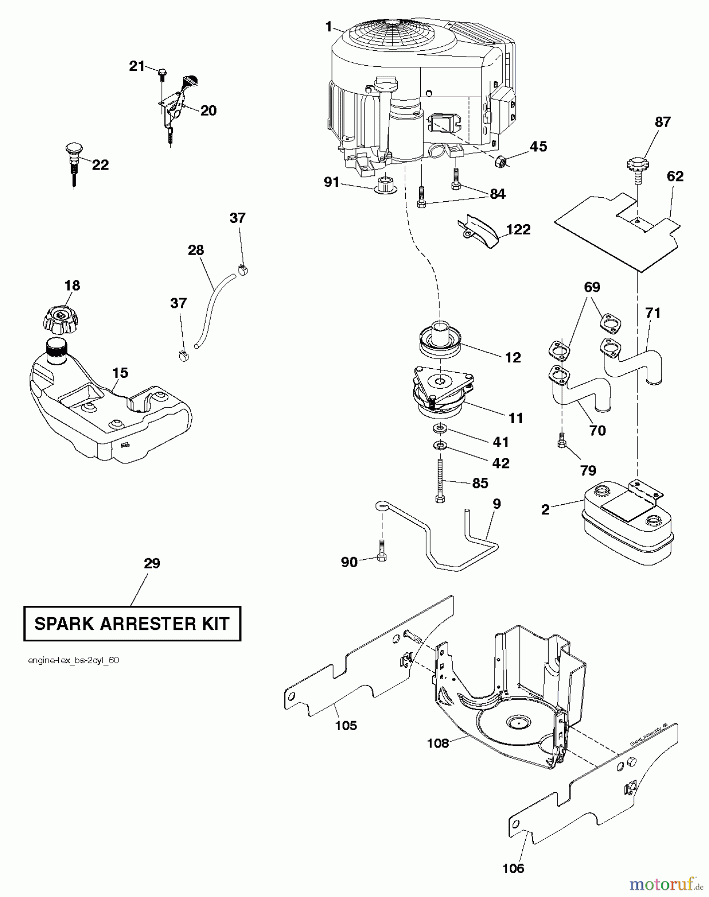 Jonsered Rasen  und Garten Traktoren LT2218 A2 (96041010901) - Jonsered Lawn & Garden Tractor (2010-02) ENGINE
