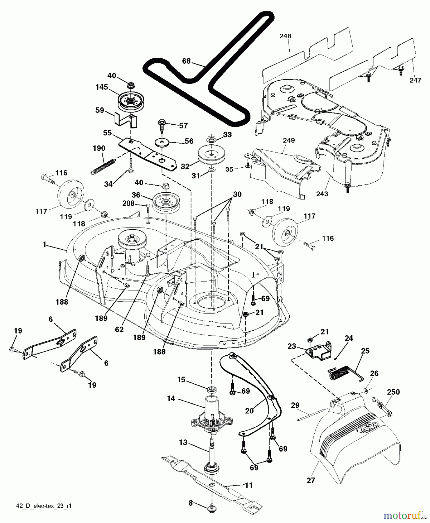 Jonsered Rasen und Garten Traktoren LT2218 A2 (96041010901) - Jonsered Lawn & Garden Tractor (2010-02) MOWER DECK / CUTTING DECK