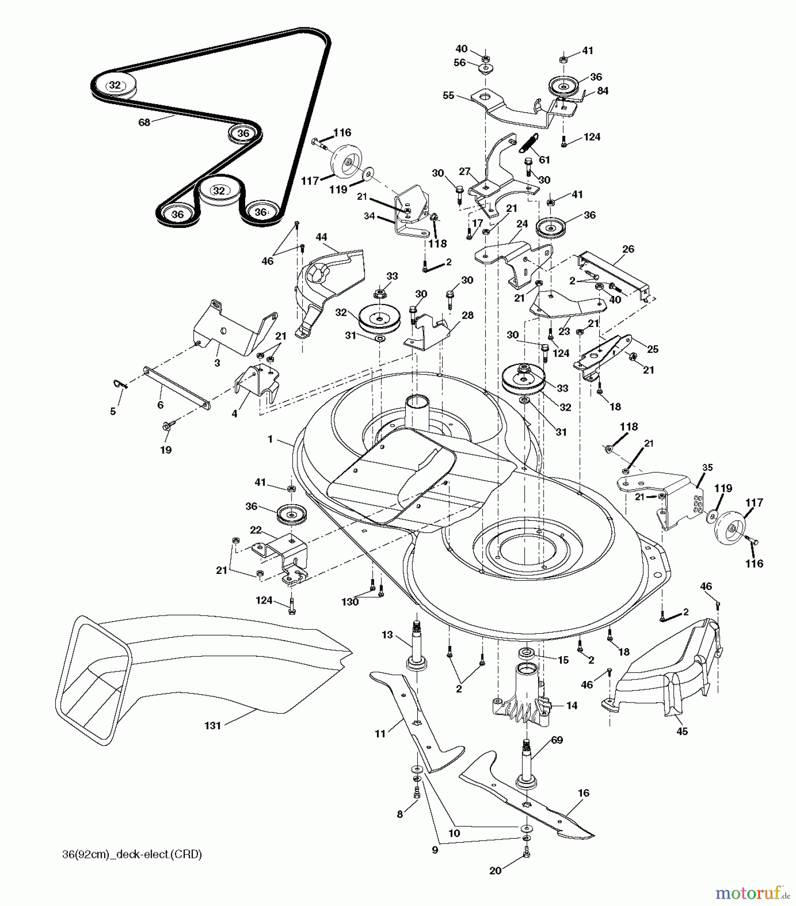 Jonsered Rasen und Garten Traktoren LT2218 CMA (96061021900) - Jonsered Lawn & Garden Tractor (2010-02) MOWER DECK / CUTTING DECK