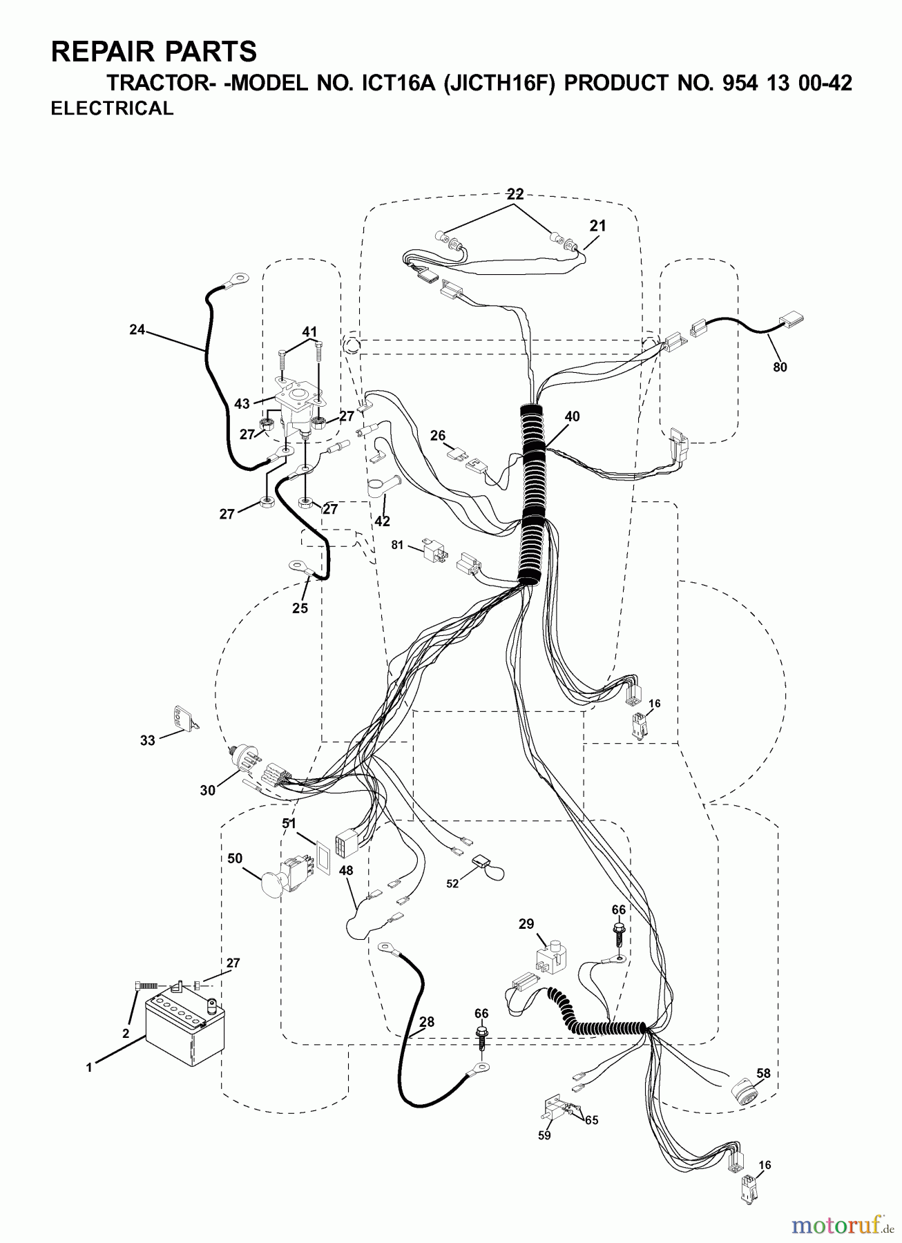  Jonsered Rasen  und Garten Traktoren ICT16A (JICTH16F, 954130042) - Jonsered Lawn & Garden Tractor (2001-02) ELECTRICAL
