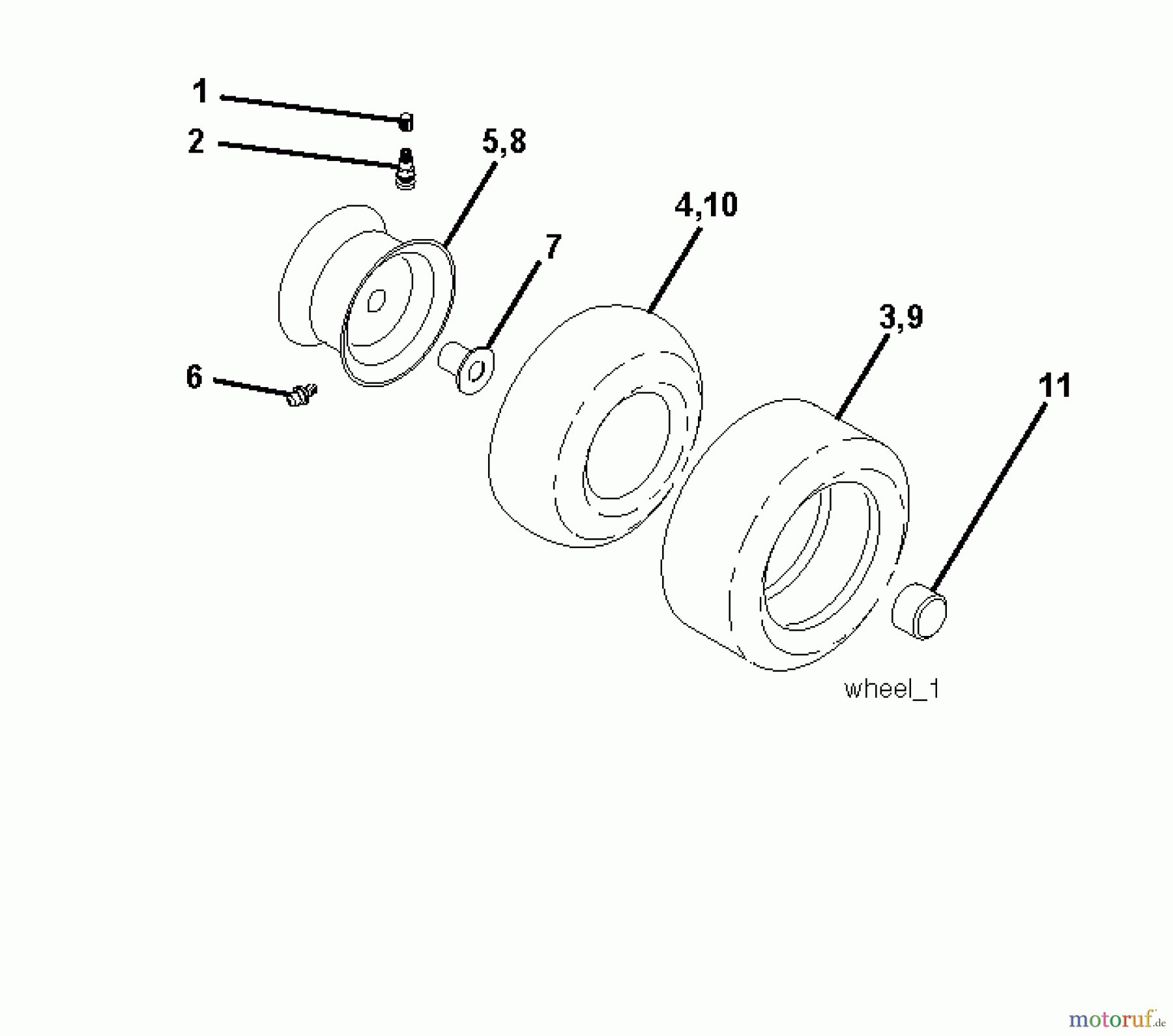 Jonsered Rasen und Garten Traktoren LT2218 CMA (96061021901) - Jonsered Lawn & Garden Tractor (2010-02) WHEELS TIRES