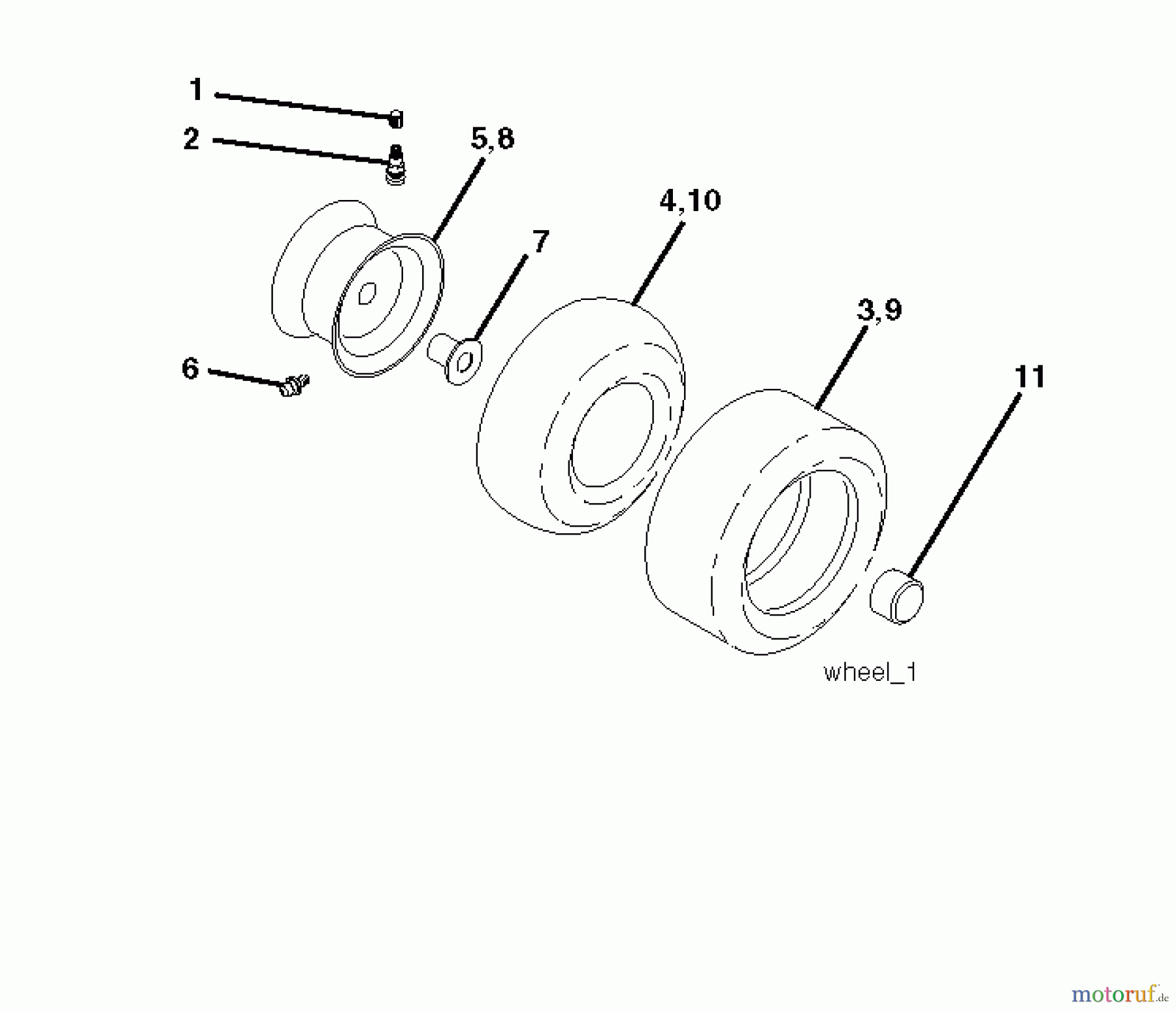 Jonsered Rasen und Garten Traktoren LT2218 CMA (96061021902) - Jonsered Lawn & Garden Tractor (2010-02) WHEELS TIRES