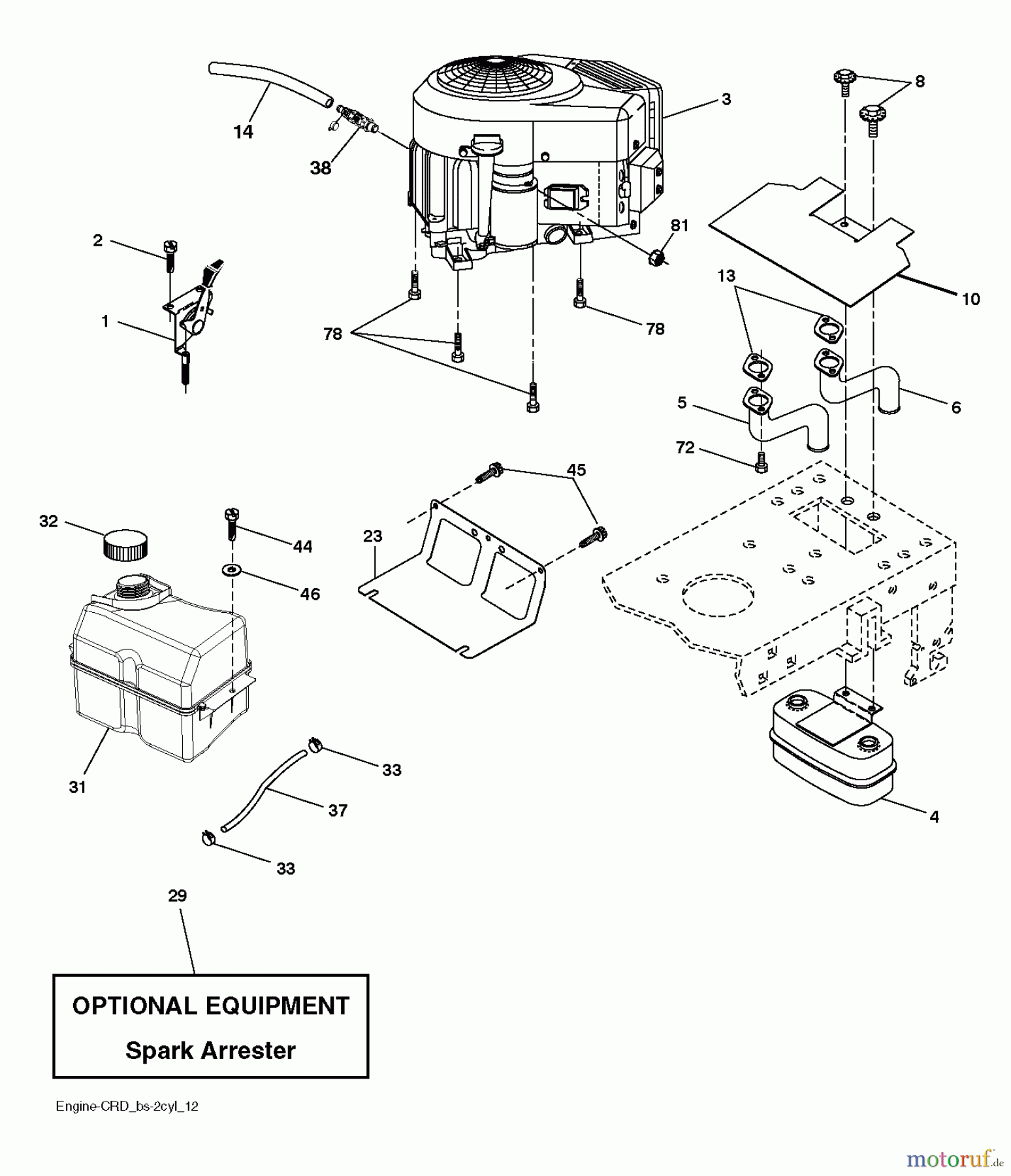 Jonsered Rasen und Garten Traktoren LT2218 CMA (96061032200) - Jonsered Lawn & Garden Tractor (2010-11) ENGINE
