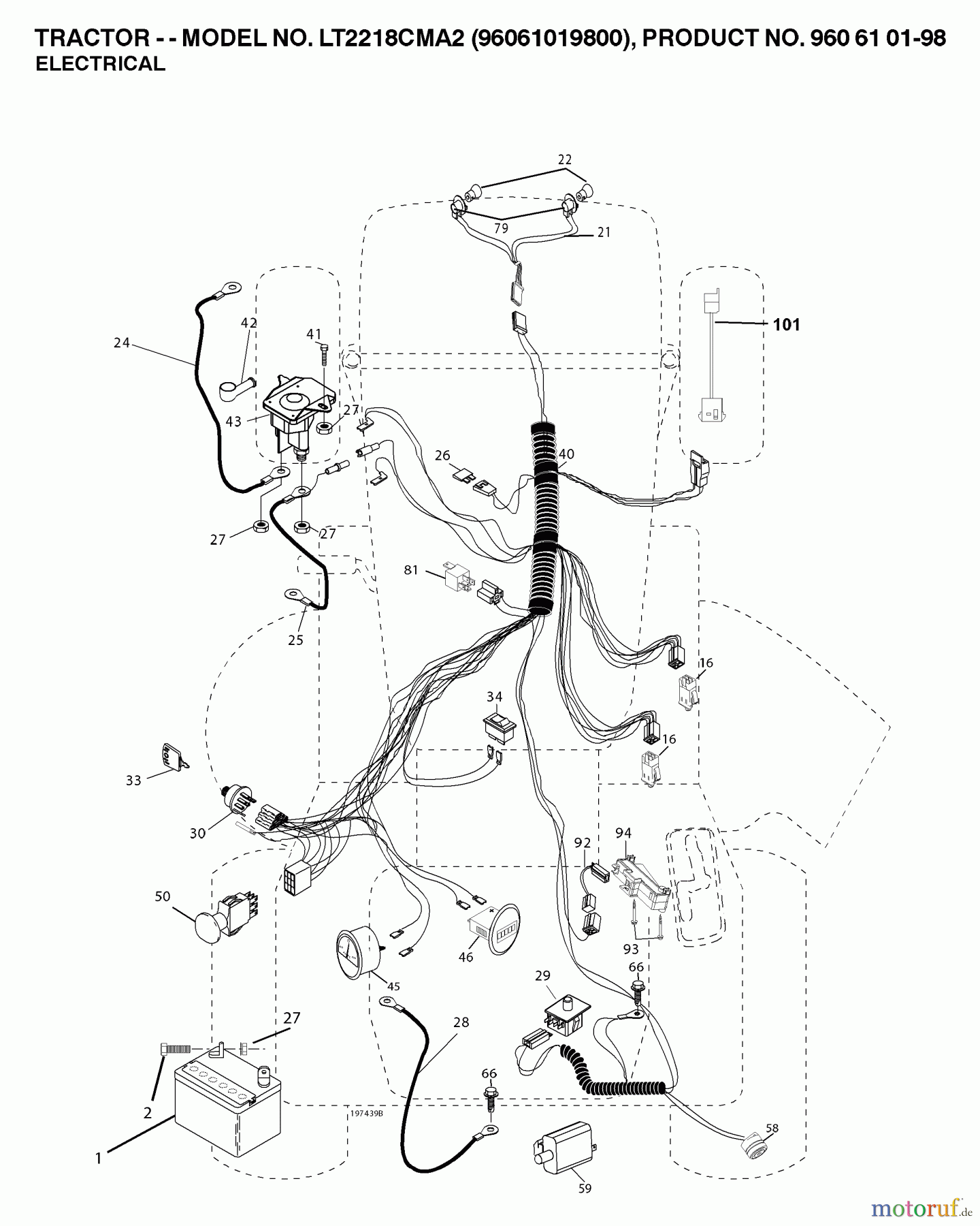 Jonsered Rasen und Garten Traktoren LT2218 CMA2 (96061019800) - Jonsered Lawn & Garden Tractor (2007-04) ELECTRICAL