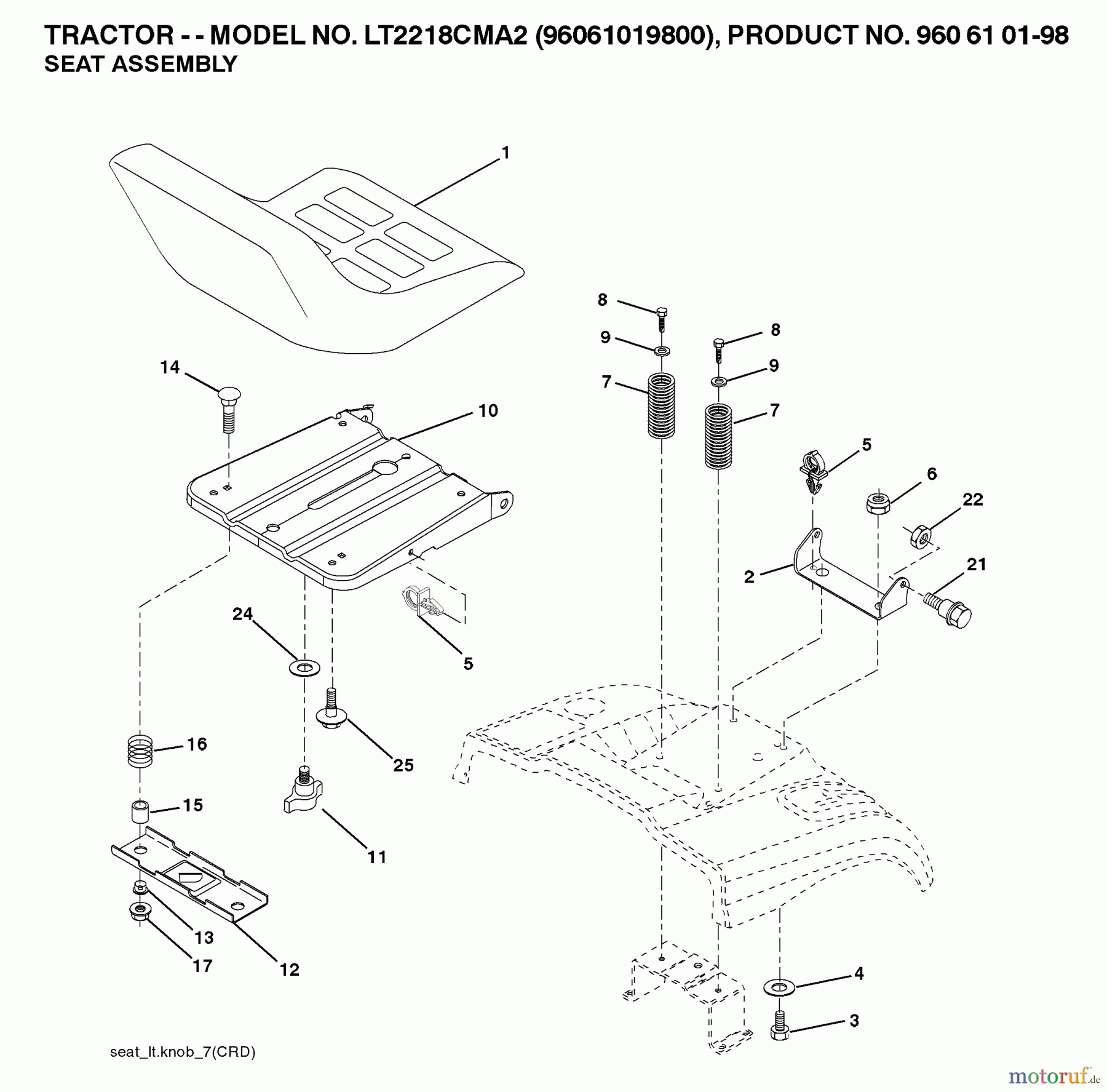  Jonsered Rasen  und Garten Traktoren LT2218 CMA2 (96061019800) - Jonsered Lawn & Garden Tractor (2007-04) SEAT