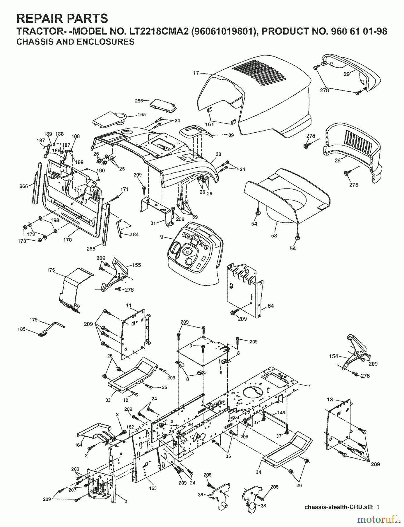 Jonsered Rasen und Garten Traktoren LT2218 CMA2 (96061019801) - Jonsered Lawn & Garden Tractor (2007-07) CHASSIS ENCLOSURES